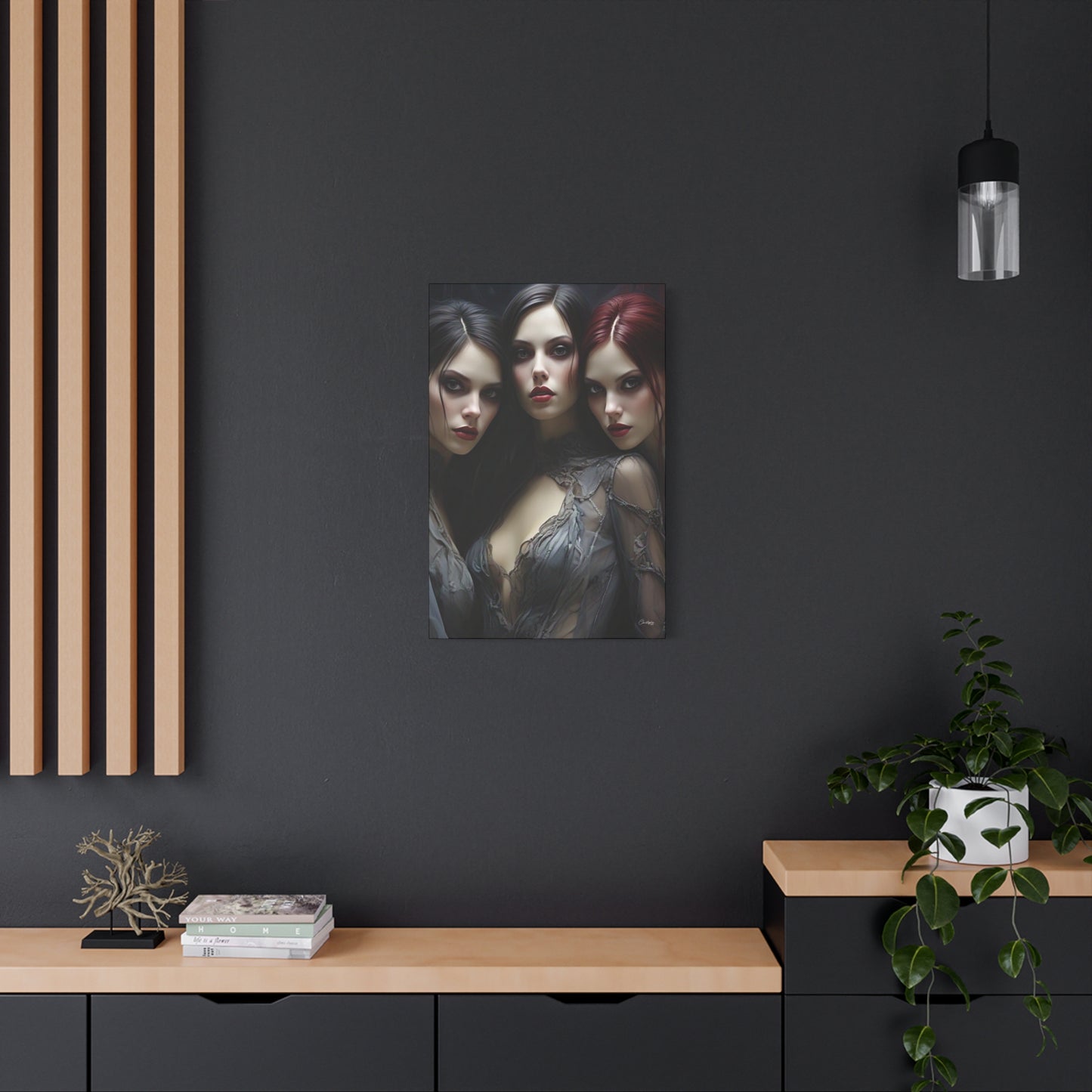 Gothic Wall Art Canvas, Fantasy Home Decor, Unique Gift for Halloween, Witchy Vibe Art, Dark Aesthetic Room Decor