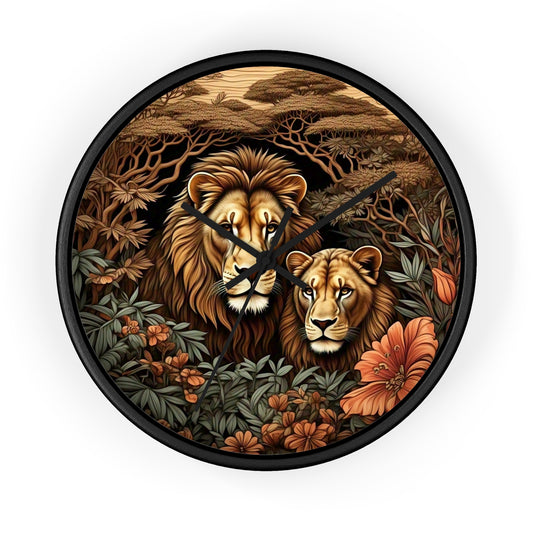 Lion Couple Wall Clock - Roaring Wildlife Decor for Animal Lovers, Modern Home, Unique Gift, Nature Vibes