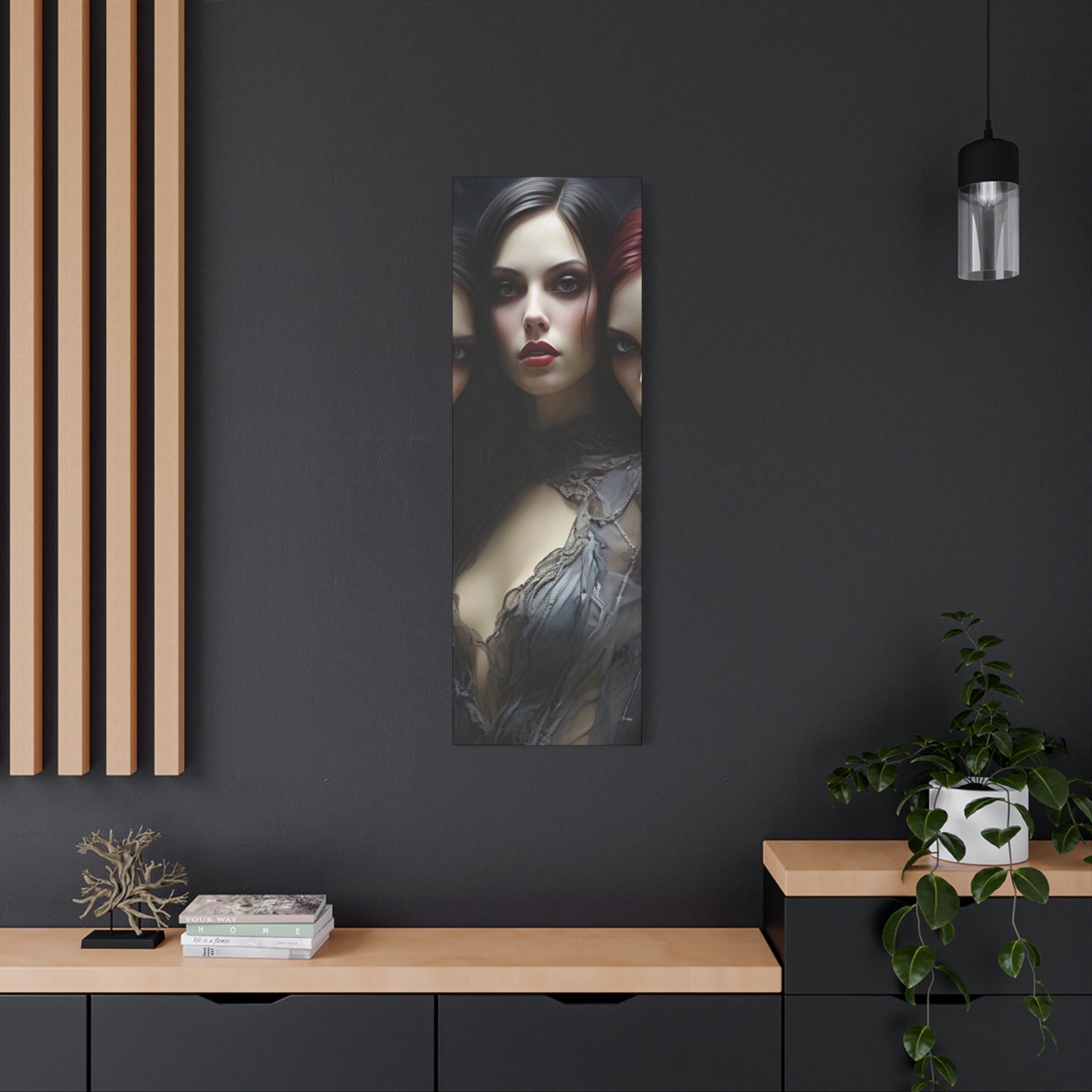 Gothic Wall Art Canvas, Fantasy Home Decor, Unique Gift for Halloween, Witchy Vibe Art, Dark Aesthetic Room Decor