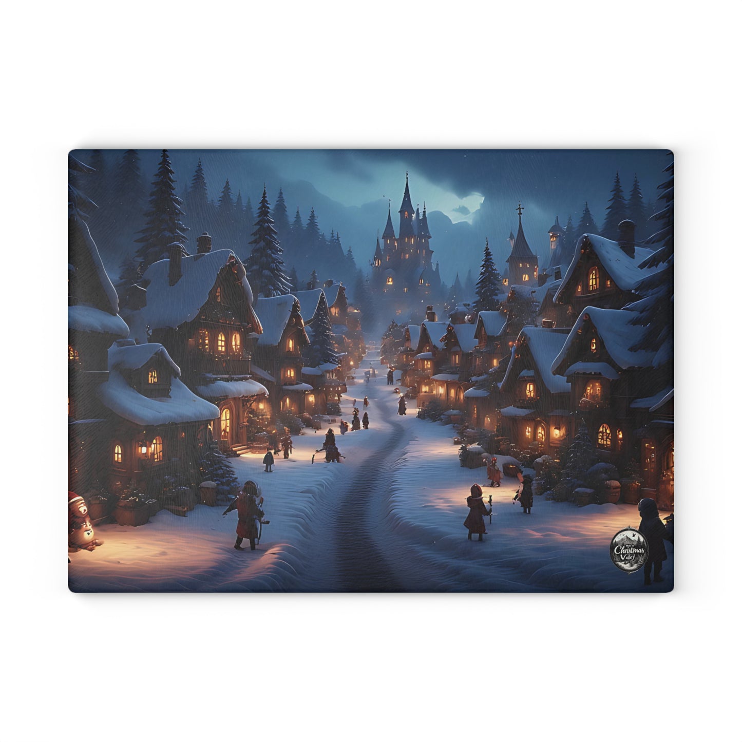 Winter Village Glass Cutting Board, Holiday Kitchen Decor, Christmas Gift, Decorative Cutting Board, Festive Home Accessory, Winter Cooking