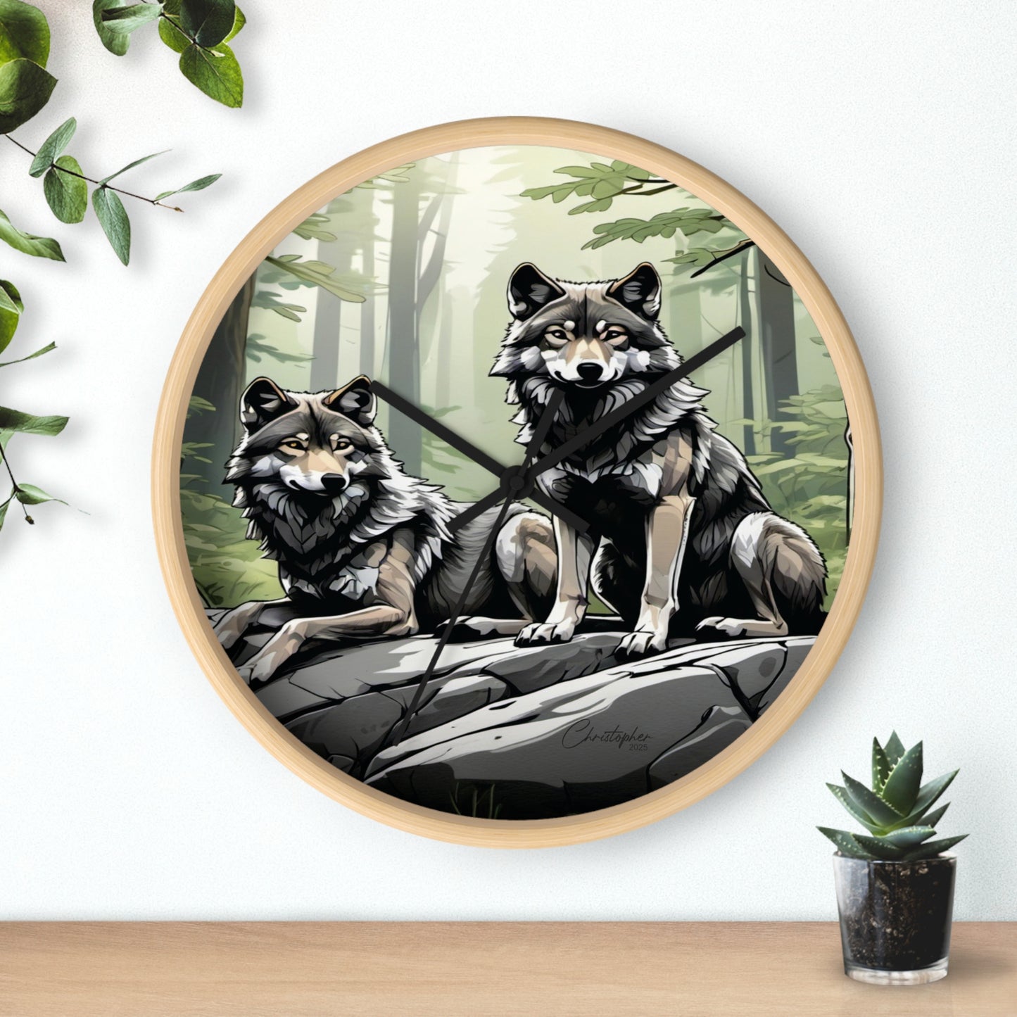 Wolf Pack Wall Clock, Nature Decor, Rustic Home Accent, Wildlife Gift, Forest Themed Clock, Animal Lover Decor