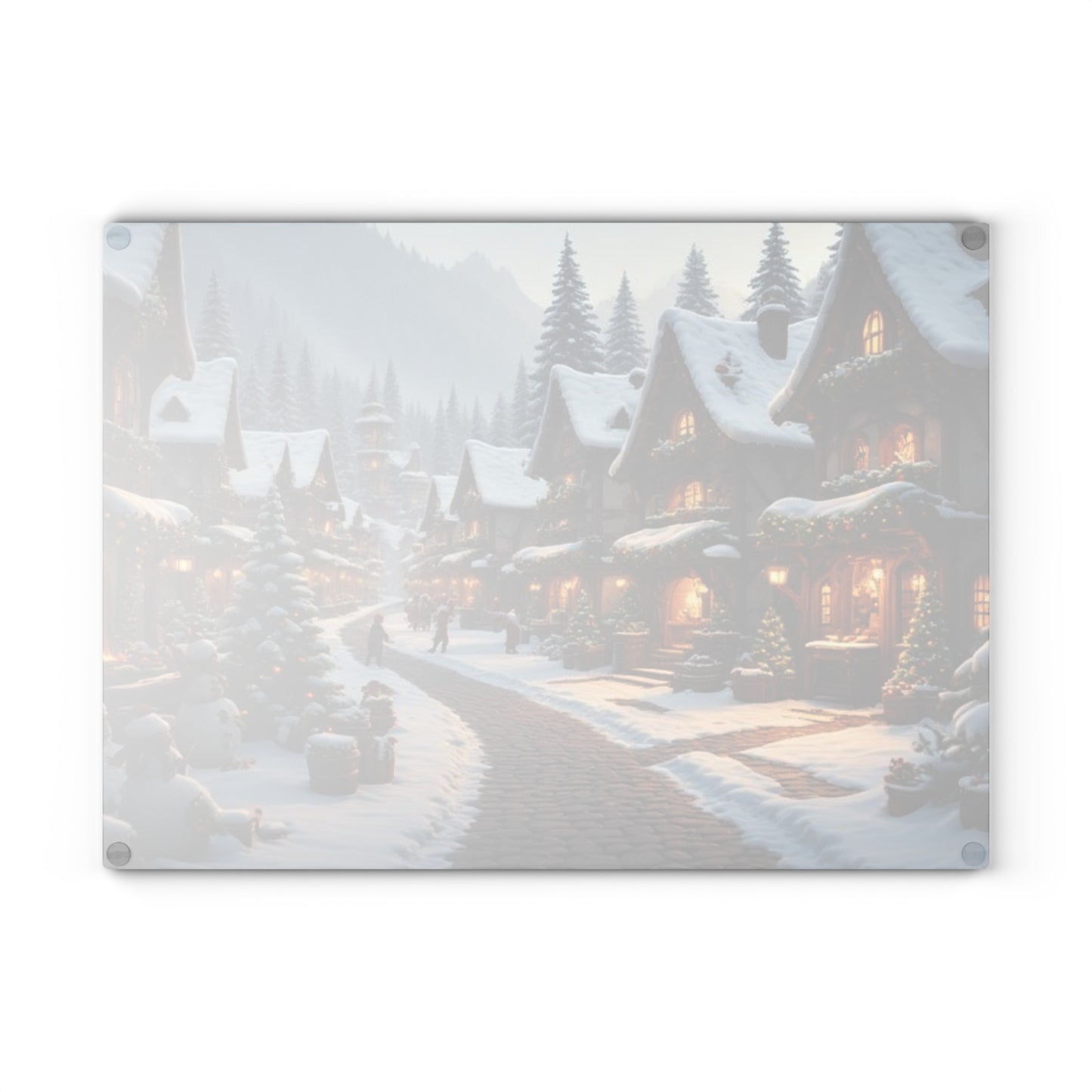 Winter Wonderland Glass Cutting Board | Holiday Kitchen Decor, Christmas Gift, Cooking Accessory, Rustic Home Decor