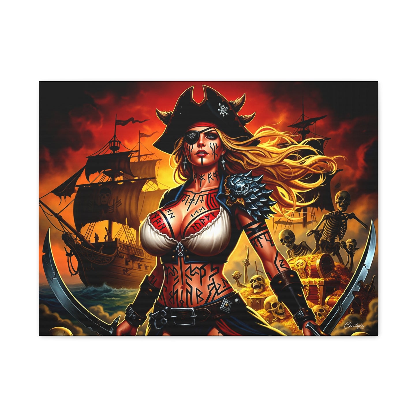 Bold Pirate Canvas Print, Nautical Wall Art, Gothic Home Decor, Pirate Lover Gift, Spooky Halloween Decoration, Adventure Wall Hanging