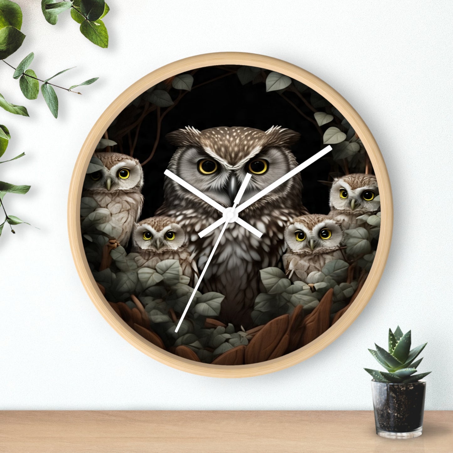 Charming Owl Family Wall Clock, Cute Owl Decor, Nature Lover Gift, Woodland Home Decor, Perfect for Kids Rooms or Bird Enthusiasts