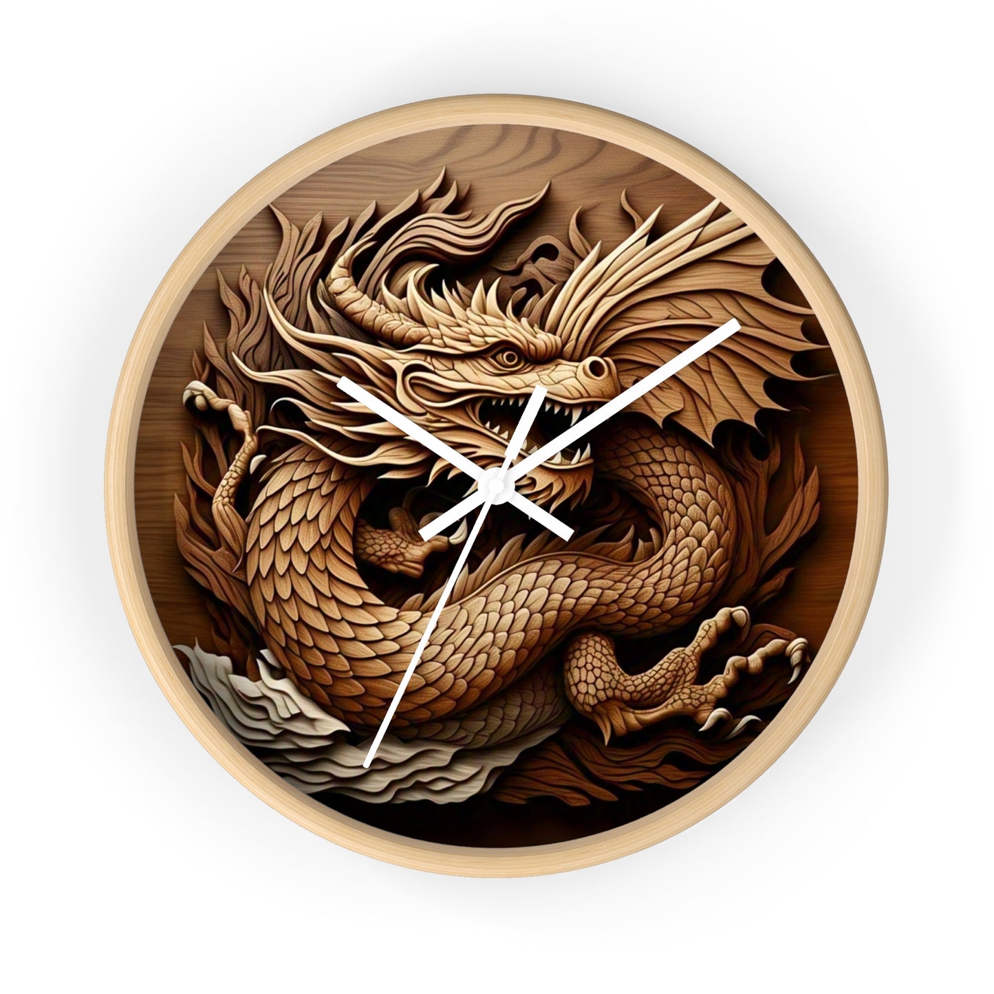 Dragon Carved Wall Clock, Fantasy Home Decor, Unique Gift for Him, Asian Art Clock, Dragon Clock for Festival Decoration