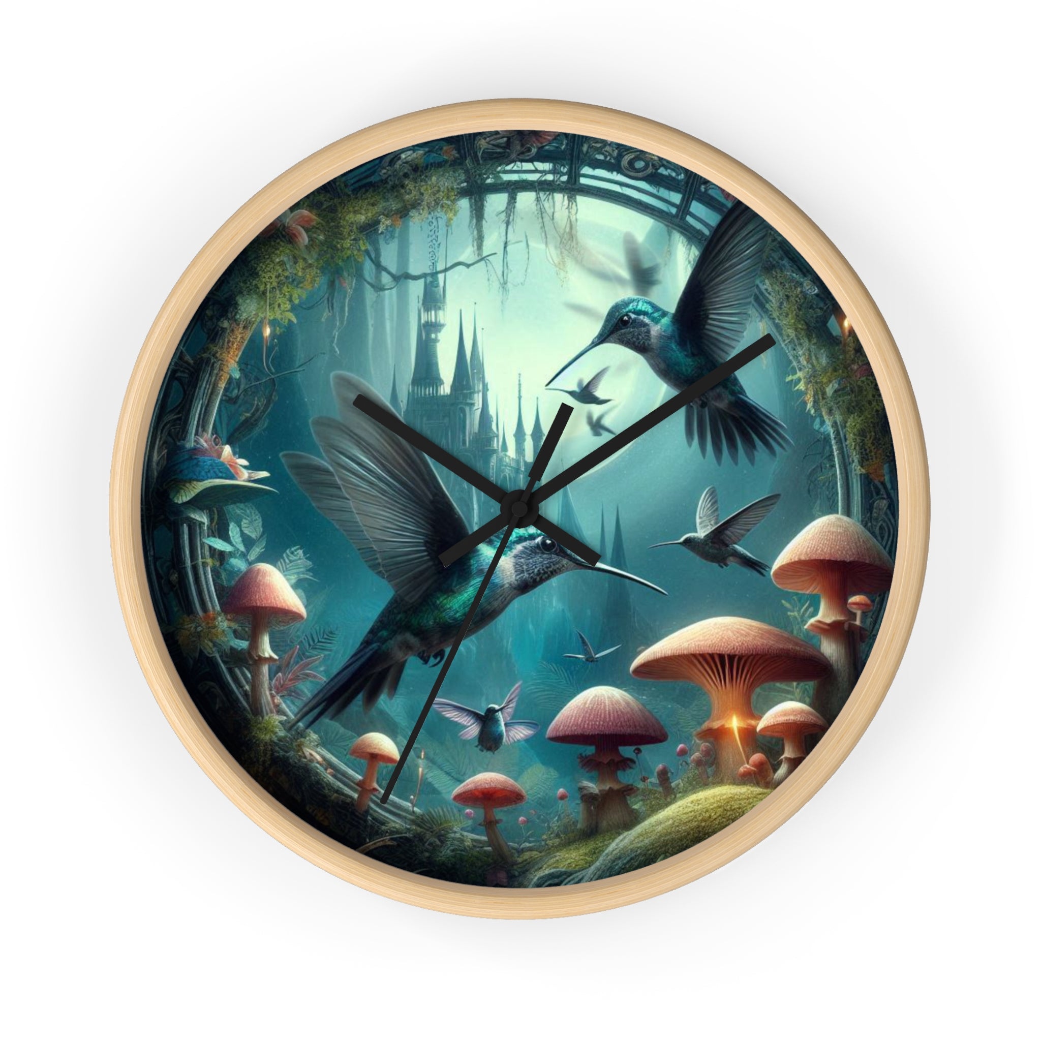 Whimsical Hummingbird Wall Clock - Enchanted Forest Decor, Home Office, Gift for Nature Lovers, Vintage Art, Unique Timepiece