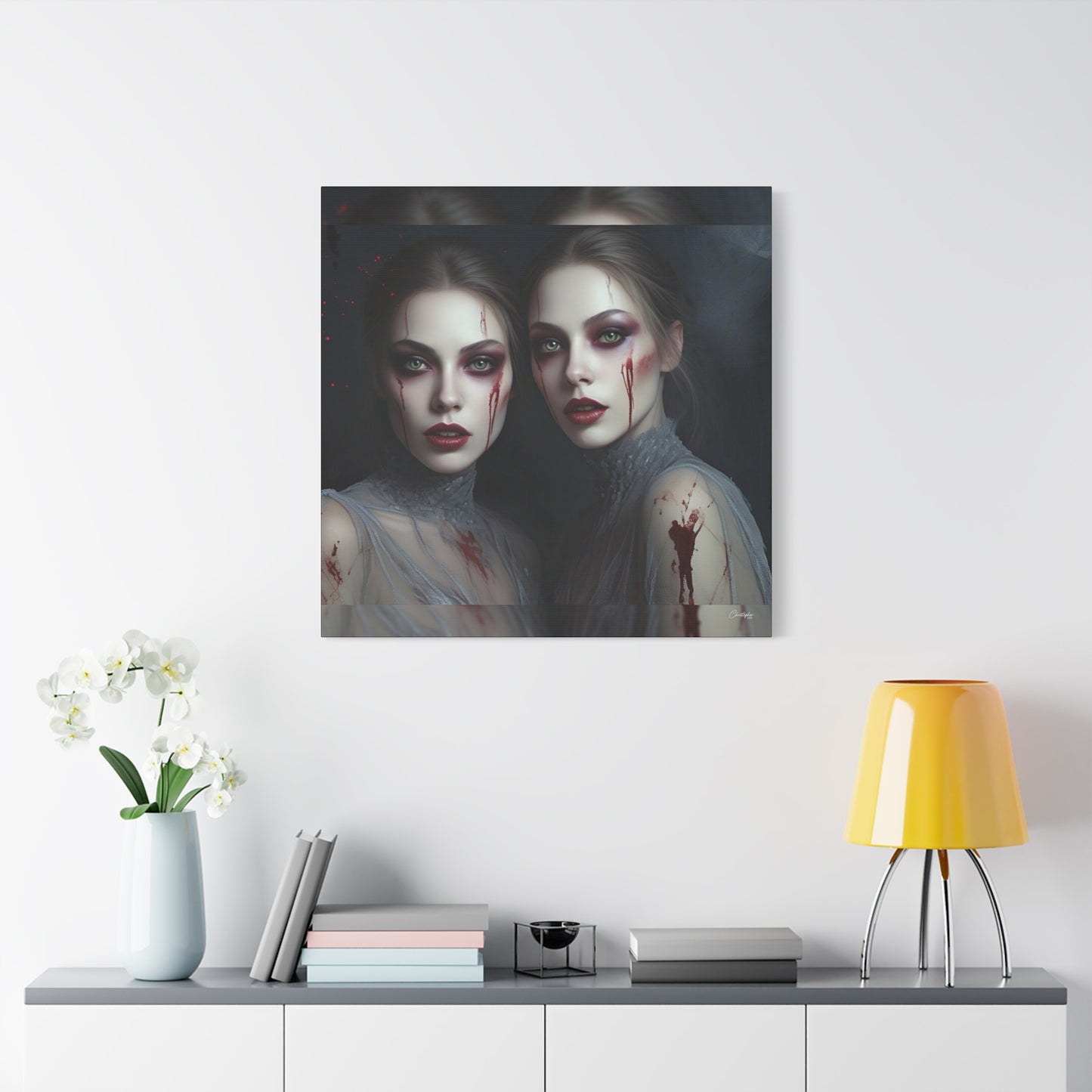 Spooky Art Canvas Print, Matte Canvas, Stretched Wall Decor, Gothic Home Decor, Halloween Art, Unique Gift