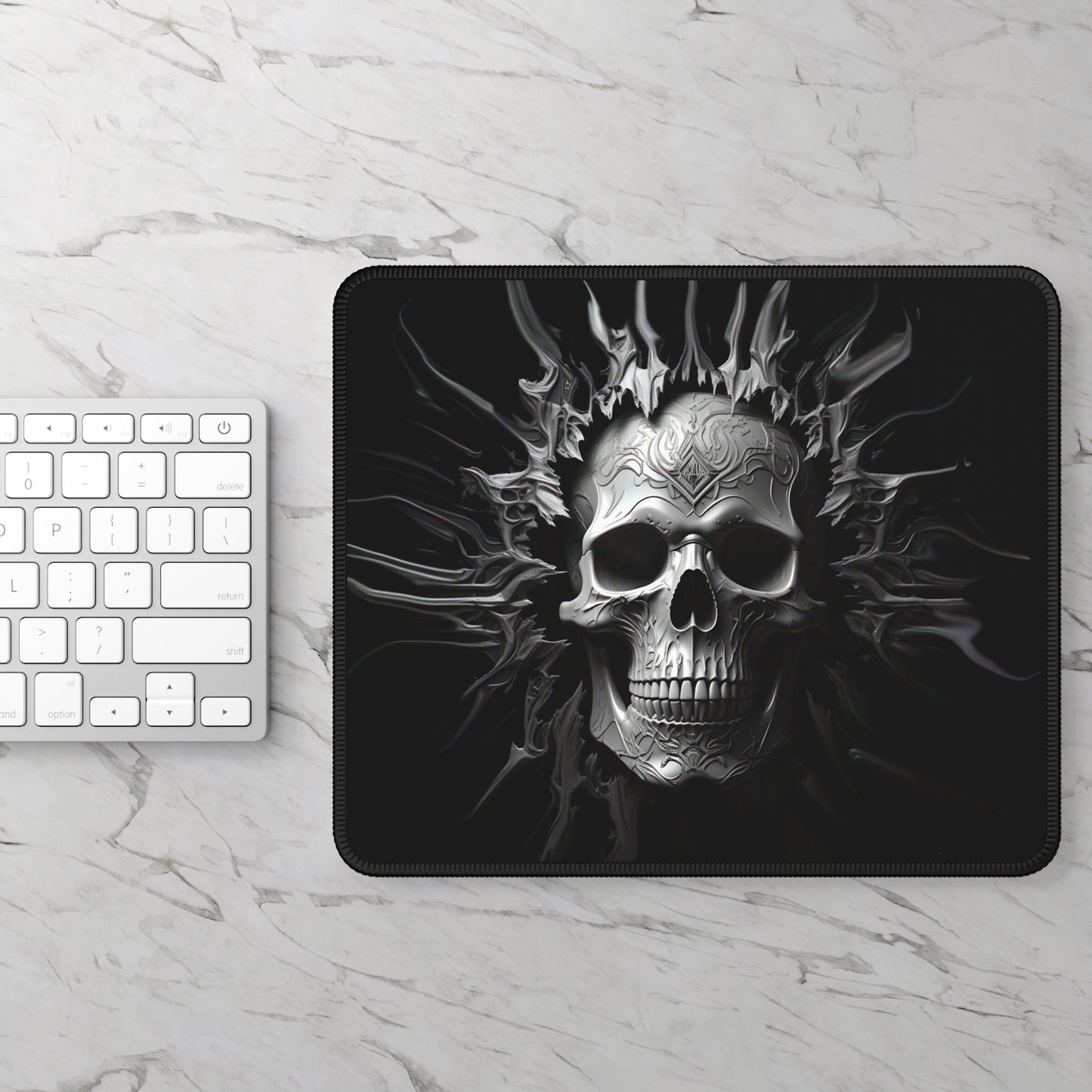Edgy Skull Gaming Mouse Pad | Perfect for Gamers, Office Decor, Halloween, Gifts for Him, Dark Aesthetic Accessories