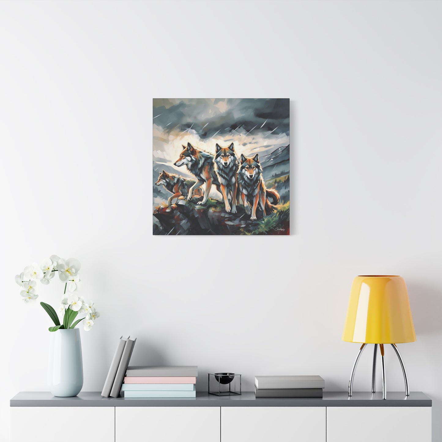 Wolf Family Matte Canvas Art, Home Decor, Animal Lovers Gift, Nature Wall Art, Wildlife Art Print, Outdoor Enthusiasts Decor