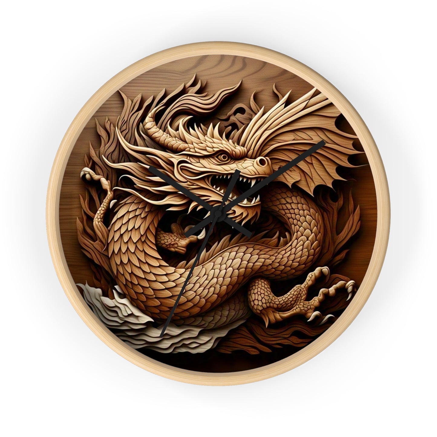 Dragon Carved Wall Clock, Fantasy Home Decor, Unique Gift for Him, Asian Art Clock, Dragon Clock for Festival Decoration