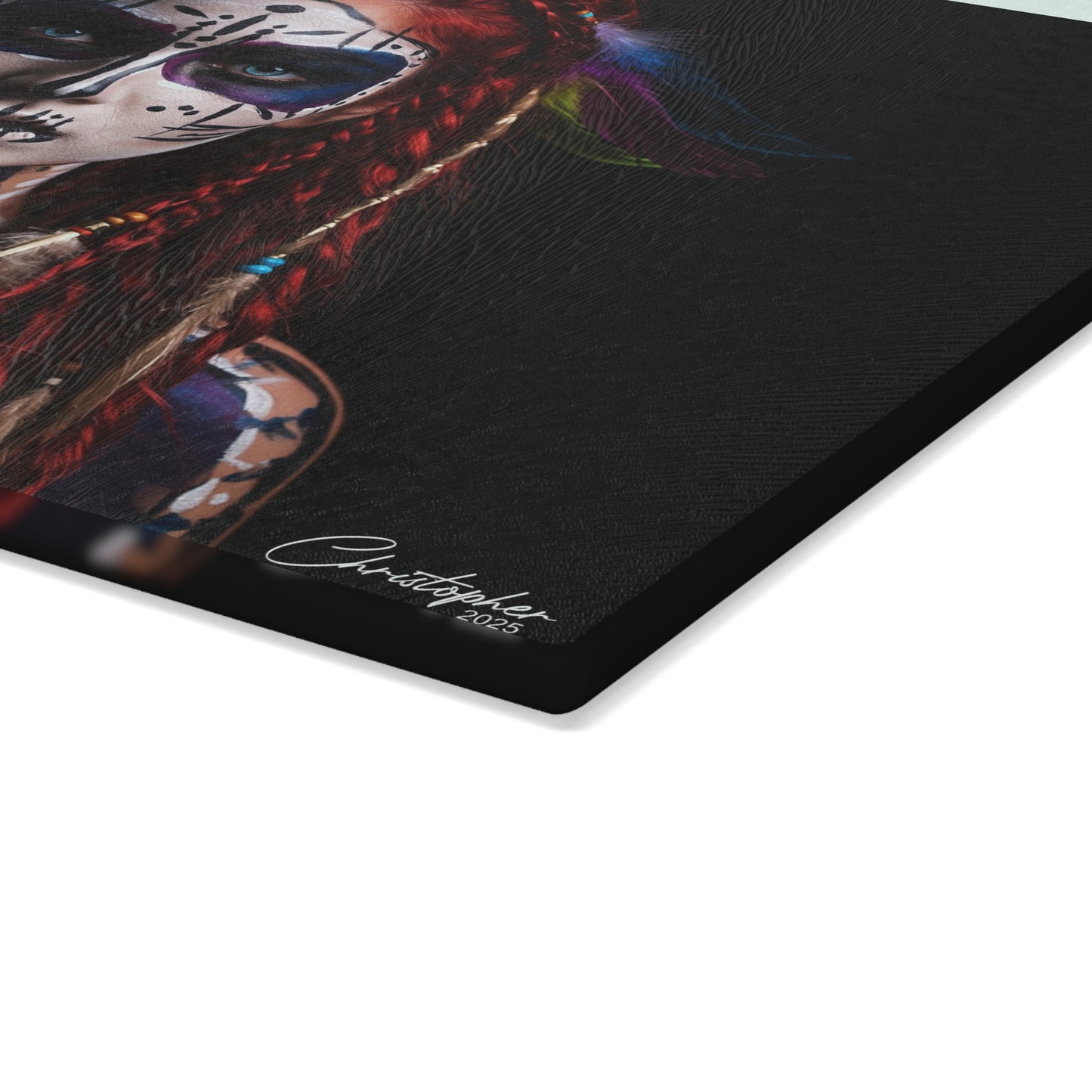 Artistic Glass Cutting Board - Ethnic Goddess Design