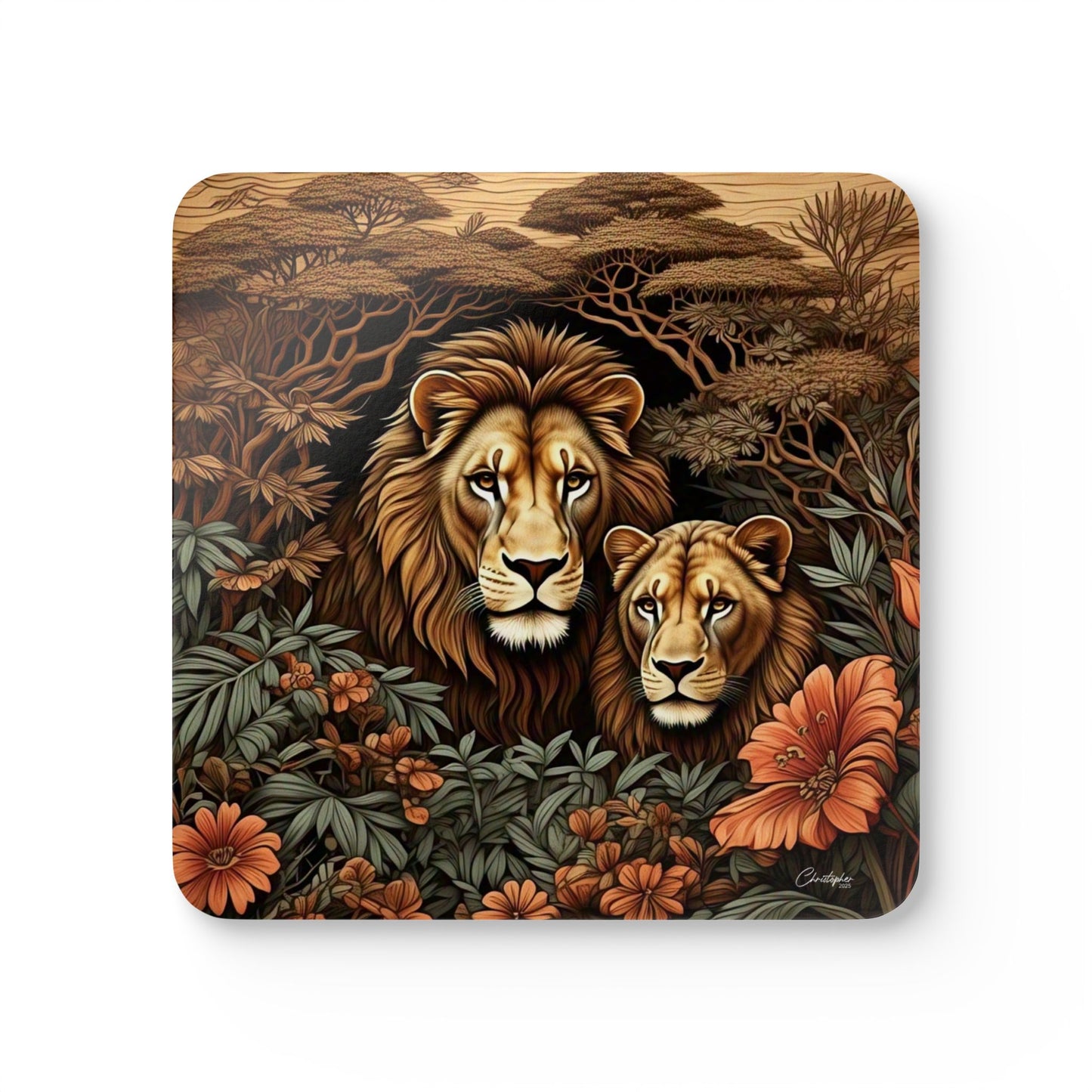 Wildlife Cork Coaster Set, Jungle Animal Coasters, Nature Decor, Eco-Friendly Gift, Kitchen Accessories, Animal Lover Gifts