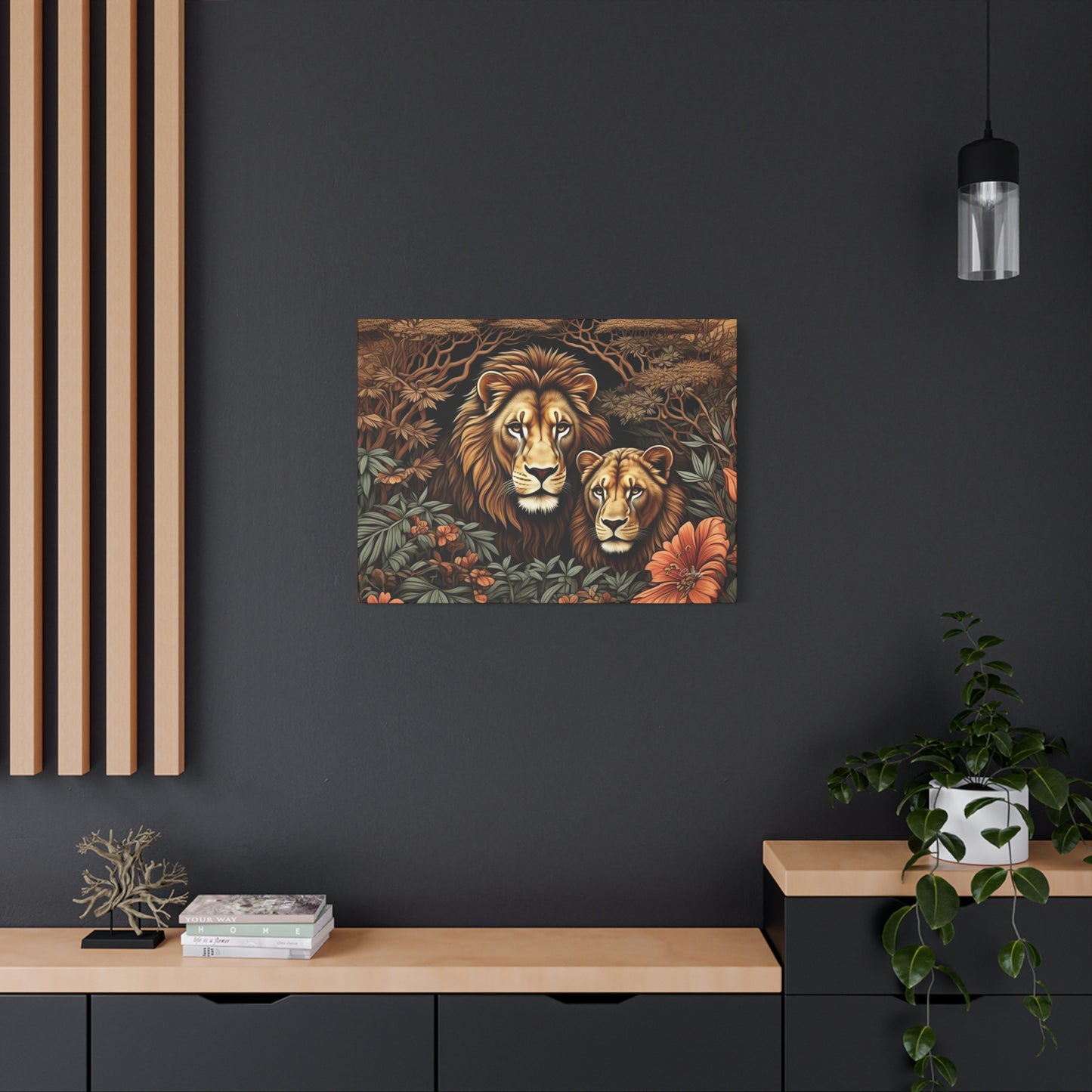 Majestic Lion Family Canvas Wall Art, Animal Lovers Decor, Wildlife Home Accent, Gift for Nature Enthusiasts, Meaningful Family Art