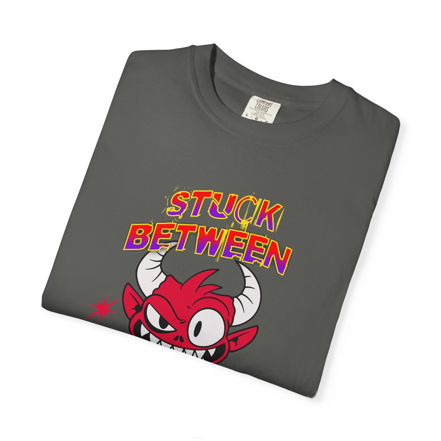 Vivid Graphic Tee with Playful Devil Design, Unisex Casual T-shirt, Perfect for Halloween & Fun Events, Gift for Friends, Trendy Streetwear