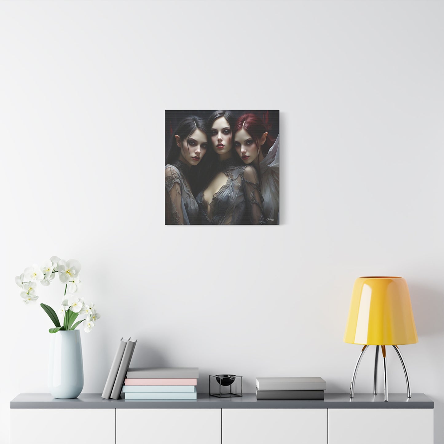 Gothic Wall Art Canvas, Fantasy Home Decor, Unique Gift for Halloween, Witchy Vibe Art, Dark Aesthetic Room Decor