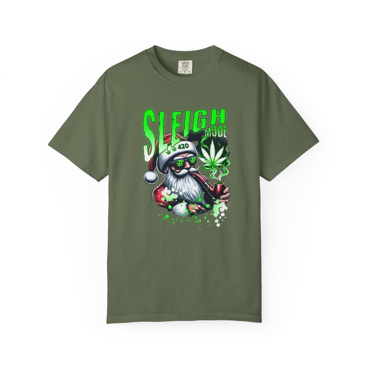 Sleigh Joe Graphic Tee, Unisex Holiday T-Shirt, Funny Christmas Shirt, Cannabis Santa Gift, Unique Tee for Parties