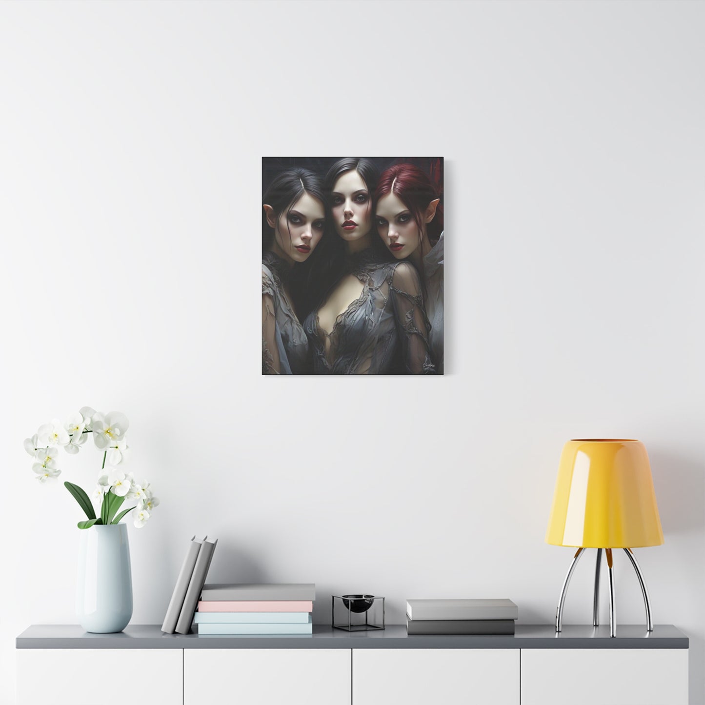 Gothic Wall Art Canvas, Fantasy Home Decor, Unique Gift for Halloween, Witchy Vibe Art, Dark Aesthetic Room Decor