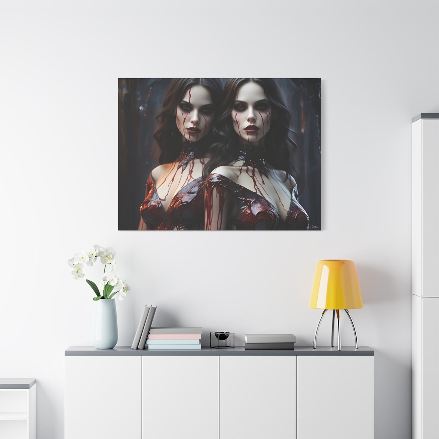 Gothic Vampire Canvas Art, Wall Decor, Horror Artwork, Halloween Home Decor, Spooky Room Accent, Unique Gift Idea