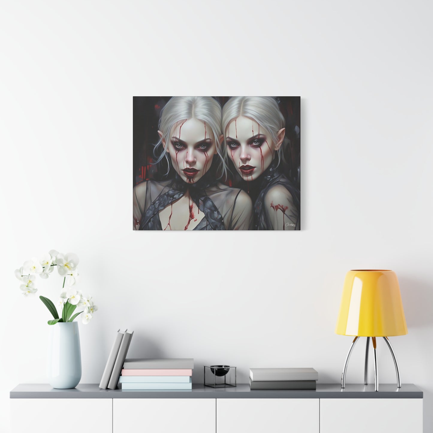 Gothic Canvas Art Print, Dark Fantasy Wall Decor, Horror Art, Halloween Home Decor, Vampire Artwork, Unique Gift for Spooky Season