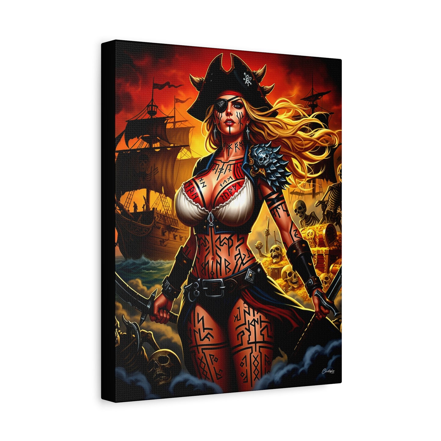 Bold Pirate Canvas Print, Nautical Wall Art, Gothic Home Decor, Pirate Lover Gift, Spooky Halloween Decoration, Adventure Wall Hanging