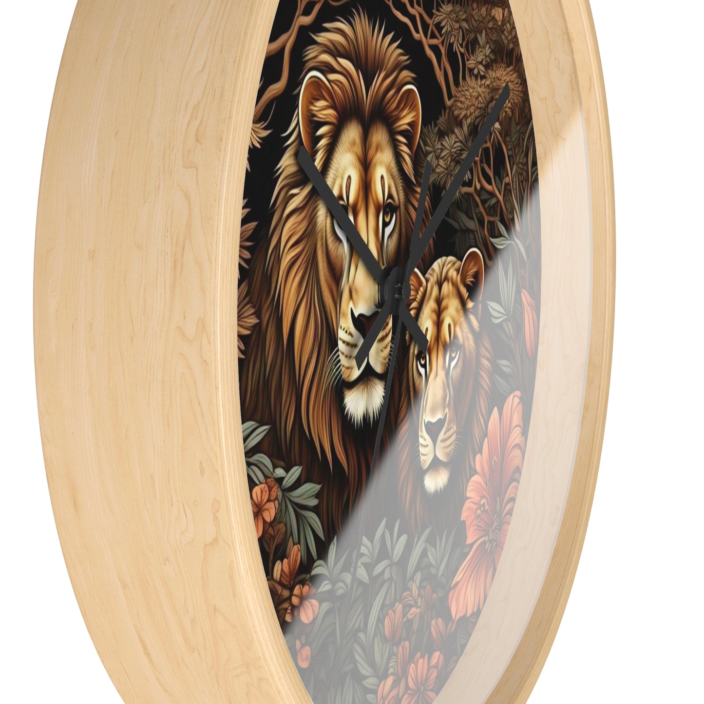 Lion Couple Wall Clock - Roaring Wildlife Decor for Animal Lovers, Modern Home, Unique Gift, Nature Vibes