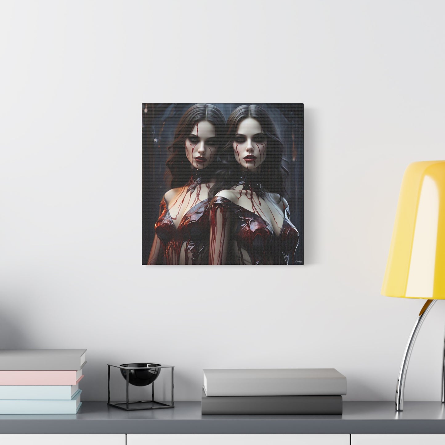 Gothic Vampire Canvas Art, Wall Decor, Horror Artwork, Halloween Home Decor, Spooky Room Accent, Unique Gift Idea