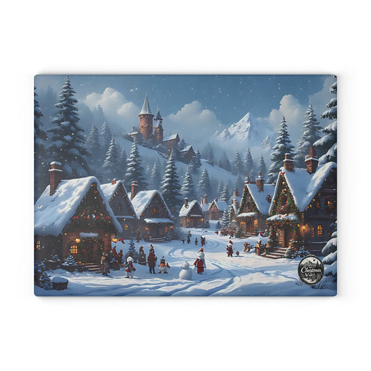 Winter Wonderland Glass Cutting Board, Holiday Kitchen Decor, Christmas Gift, Unique Cooking Accessory, Seasonal Home Style