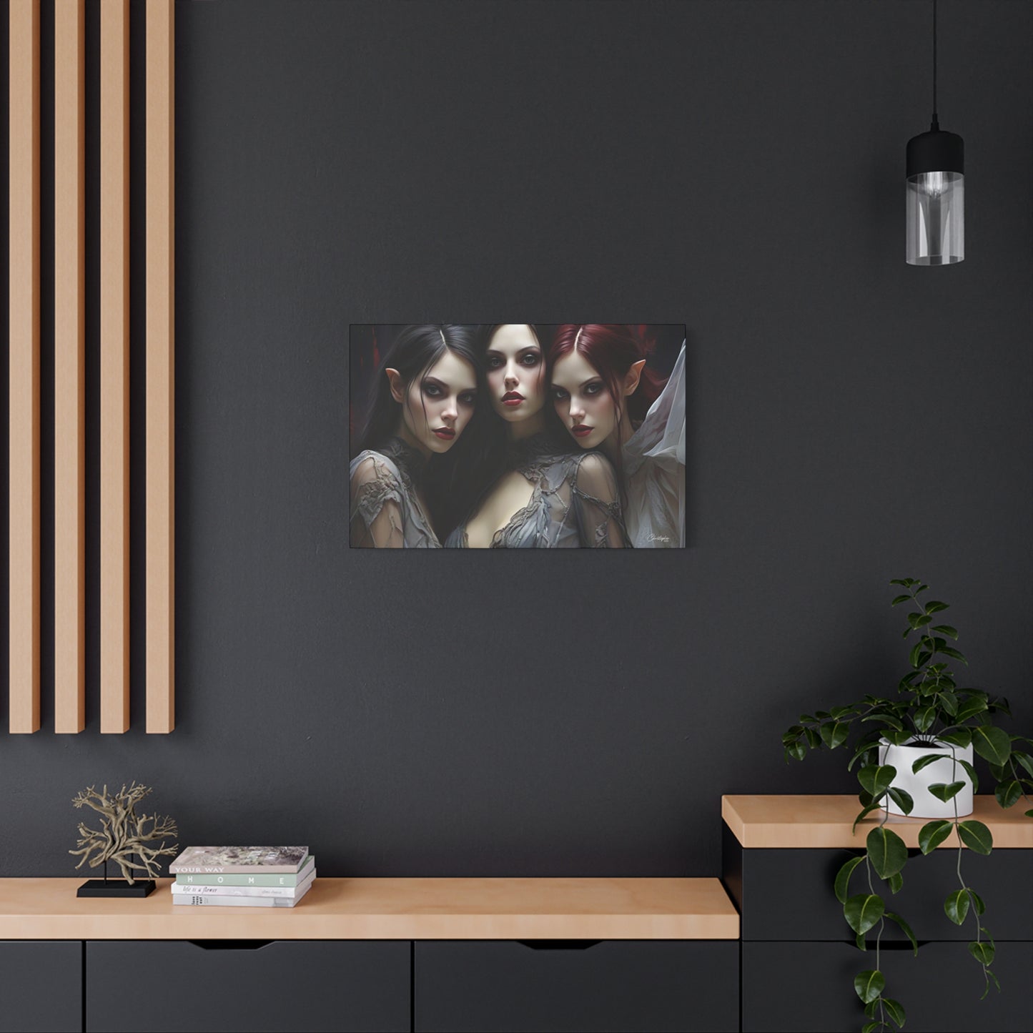 Gothic Wall Art Canvas, Fantasy Home Decor, Unique Gift for Halloween, Witchy Vibe Art, Dark Aesthetic Room Decor