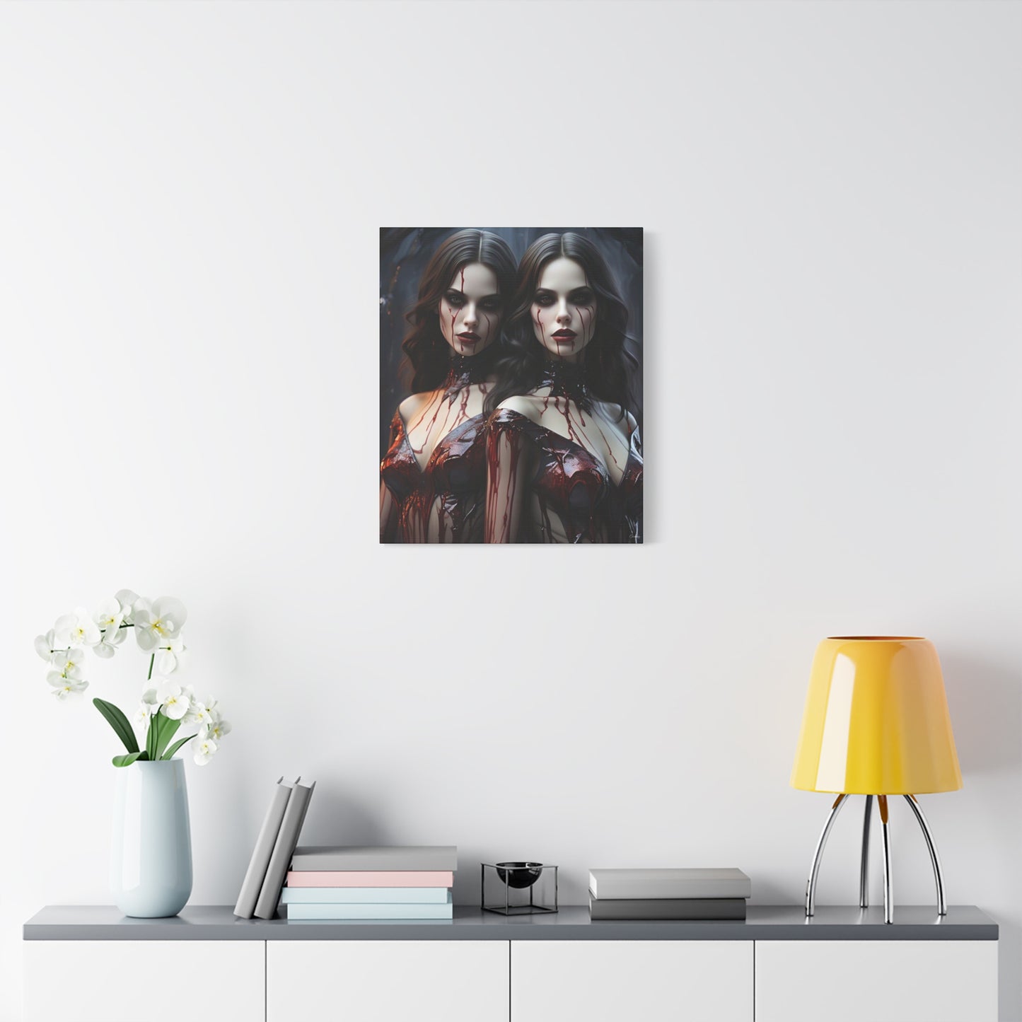 Gothic Vampire Canvas Art, Wall Decor, Horror Artwork, Halloween Home Decor, Spooky Room Accent, Unique Gift Idea