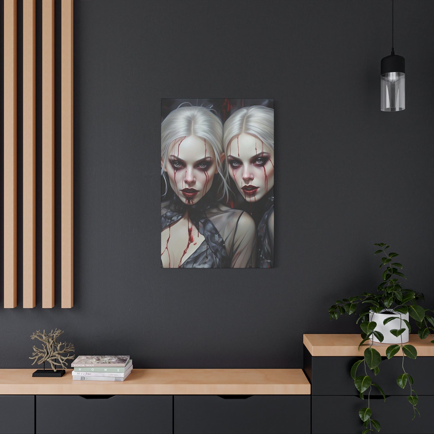 Gothic Canvas Art Print, Dark Fantasy Wall Decor, Horror Art, Halloween Home Decor, Vampire Artwork, Unique Gift for Spooky Season