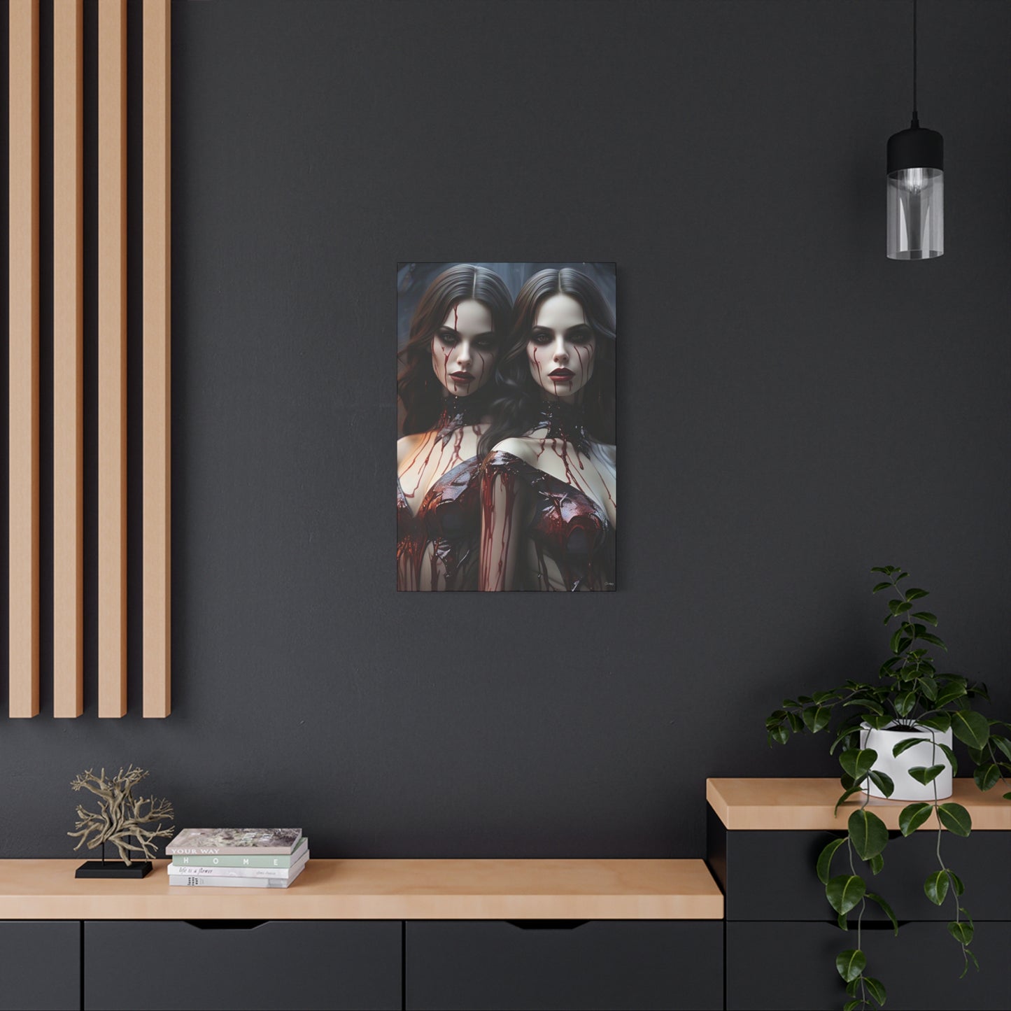 Gothic Vampire Canvas Art, Wall Decor, Horror Artwork, Halloween Home Decor, Spooky Room Accent, Unique Gift Idea