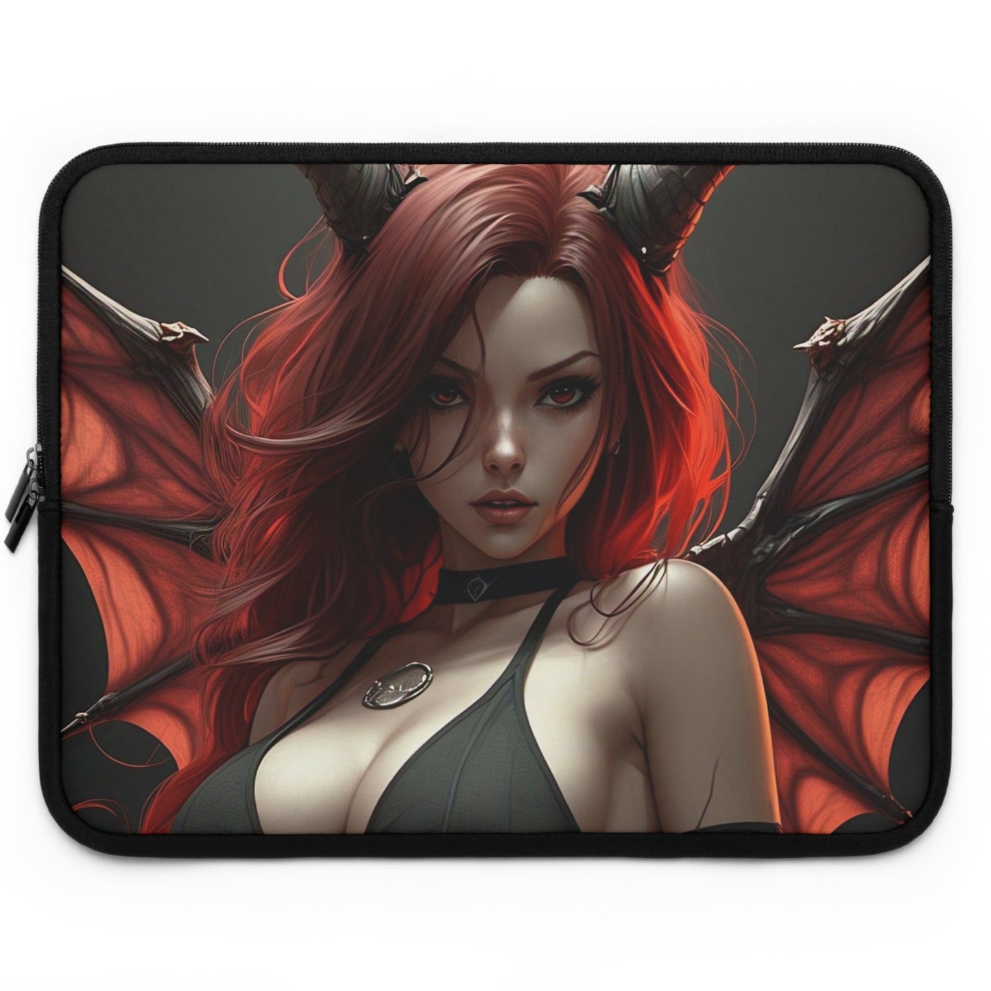 Gothic Fantasy Laptop Sleeve, Devil Girl Design, Stylish Tech Accessory, Gift for Gamers, Unique Computer Case, Occult Aesthetic