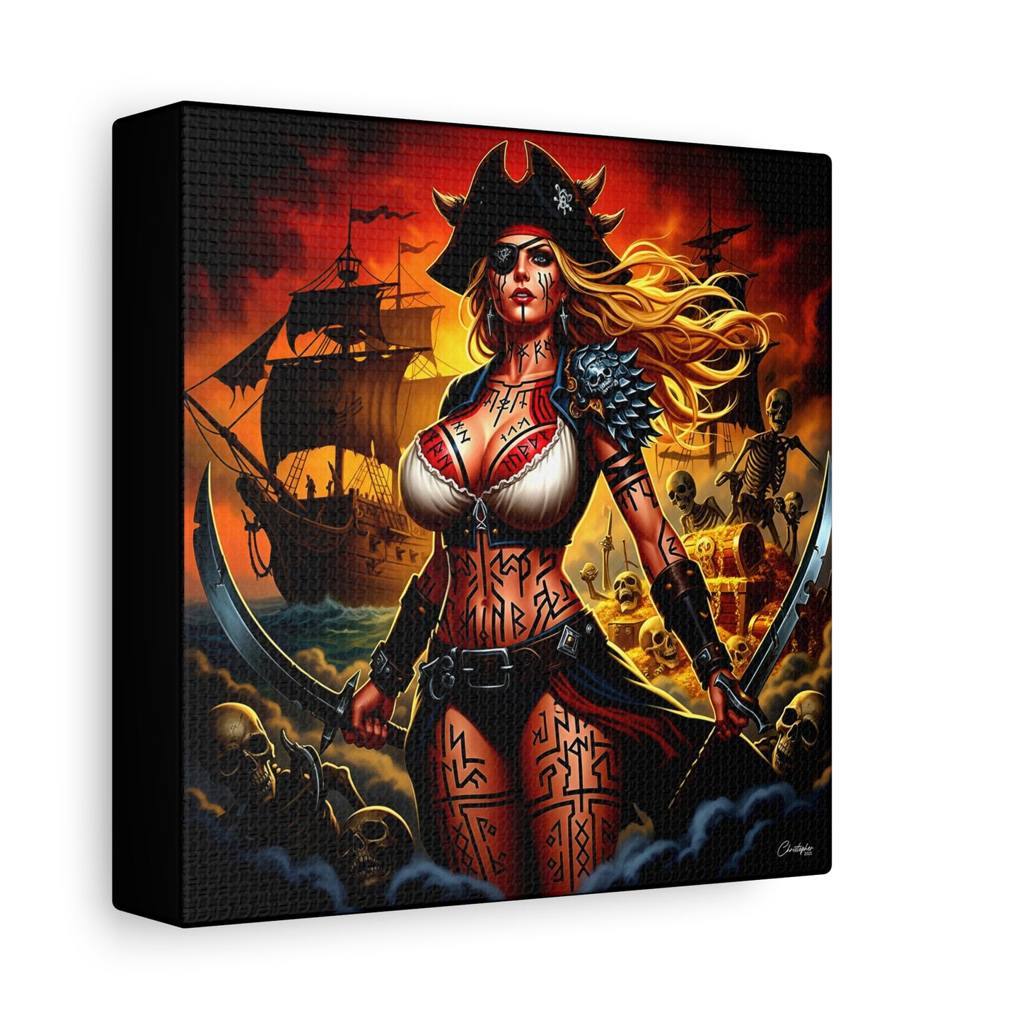 Bold Pirate Canvas Print, Nautical Wall Art, Gothic Home Decor, Pirate Lover Gift, Spooky Halloween Decoration, Adventure Wall Hanging