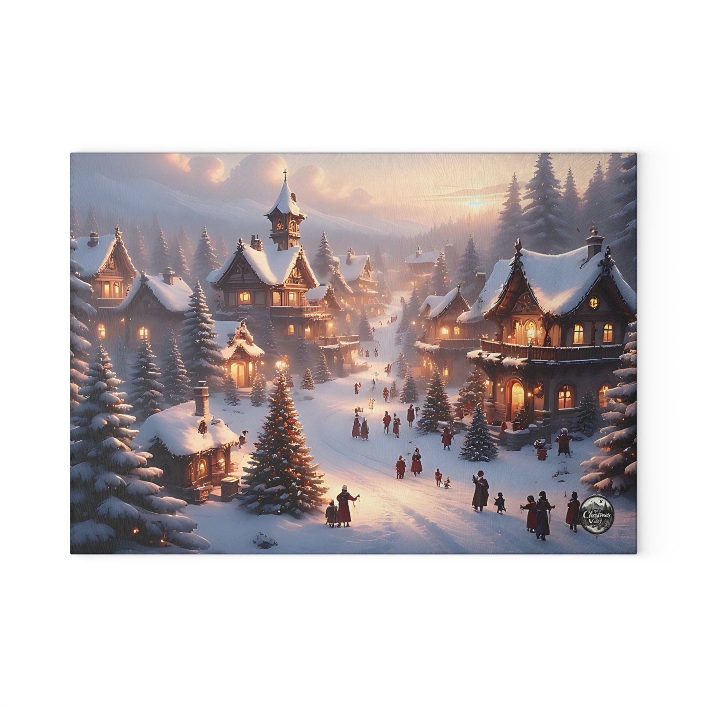 Cozy Winter Glass Cutting Board - Festive Kitchen Decor, Holiday Gift, Unique Culinary Art, Christmas Serving Tray, Seasonal Home Accent