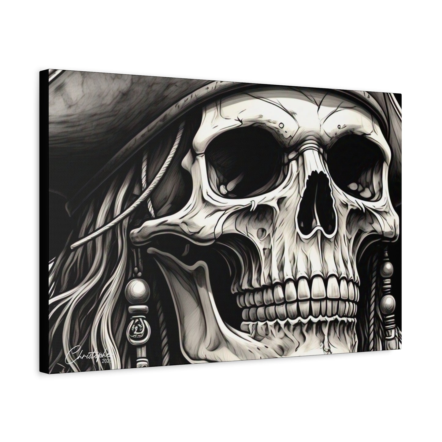 Pirate Skull Canvas Art - Edgy Gothic Decor, Wall Art for Halloween, Gothic Home Decor, Pirate Theme, Gift for Him
