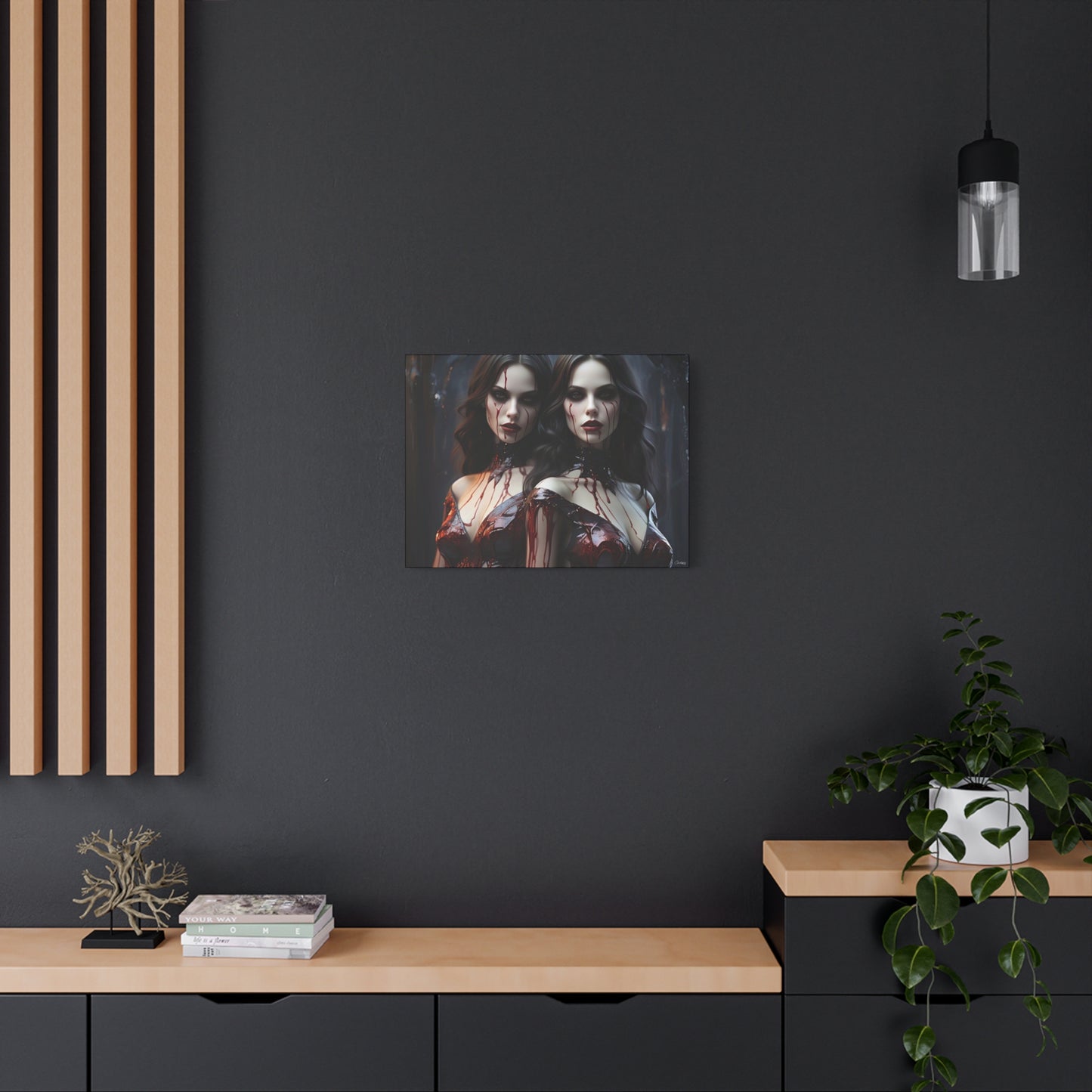 Gothic Vampire Canvas Art, Wall Decor, Horror Artwork, Halloween Home Decor, Spooky Room Accent, Unique Gift Idea