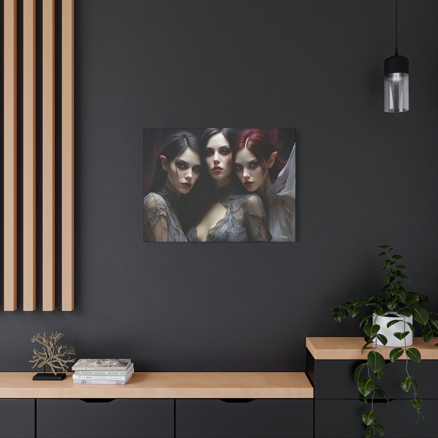 Gothic Wall Art Canvas, Fantasy Home Decor, Unique Gift for Halloween, Witchy Vibe Art, Dark Aesthetic Room Decor