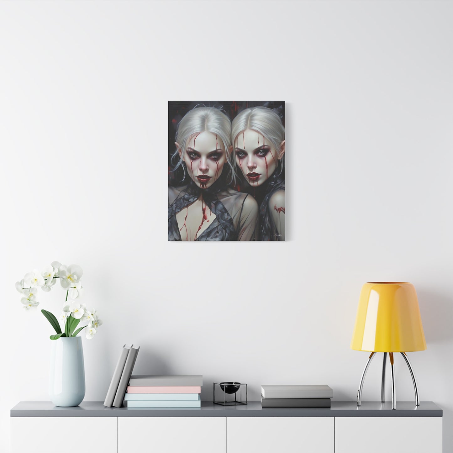 Gothic Canvas Art Print, Dark Fantasy Wall Decor, Horror Art, Halloween Home Decor, Vampire Artwork, Unique Gift for Spooky Season