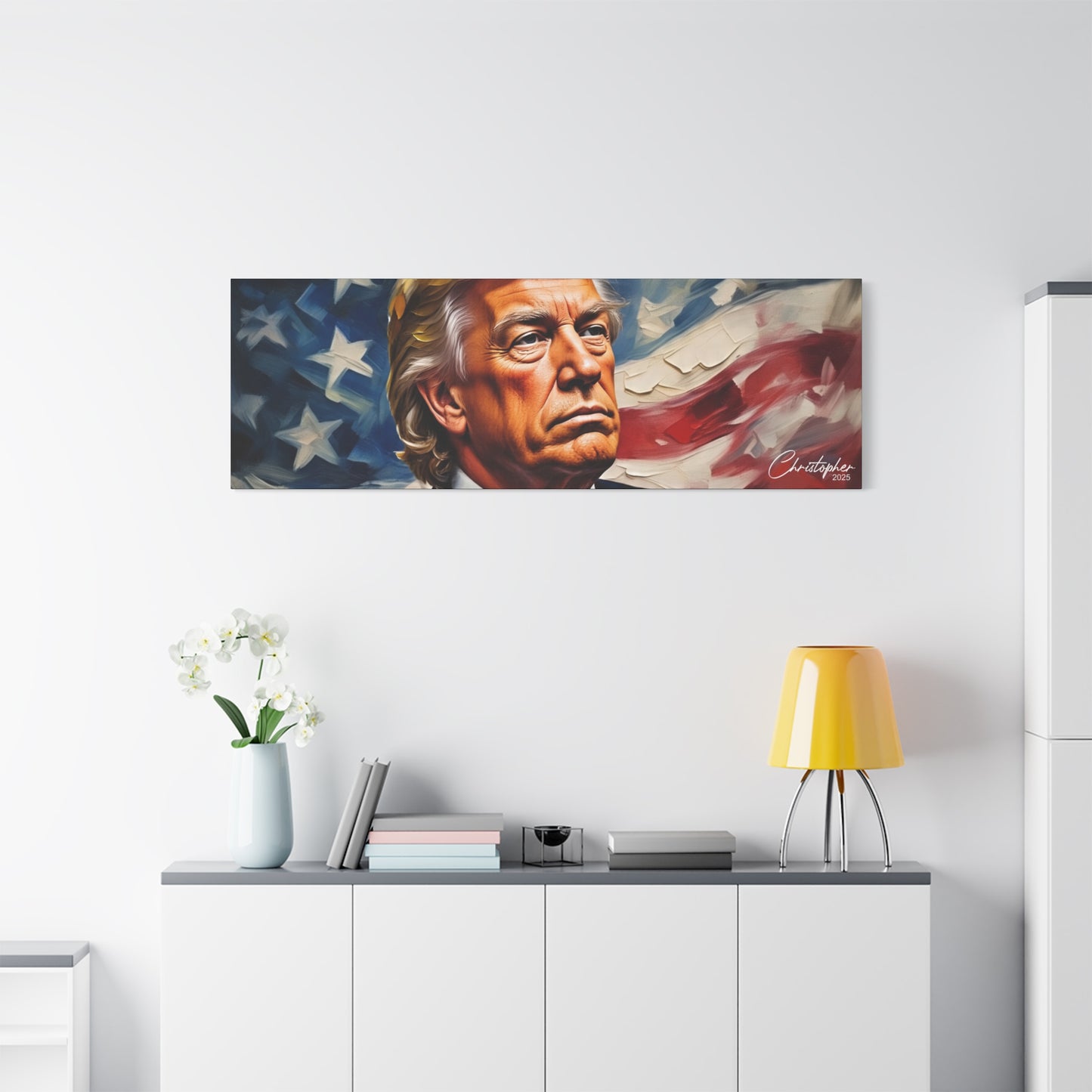 Patriotic Canvas Art, Stretched Wall Decor, Home Office, Gifts for Republicans, Political Enthusiasts, Americana Artwork