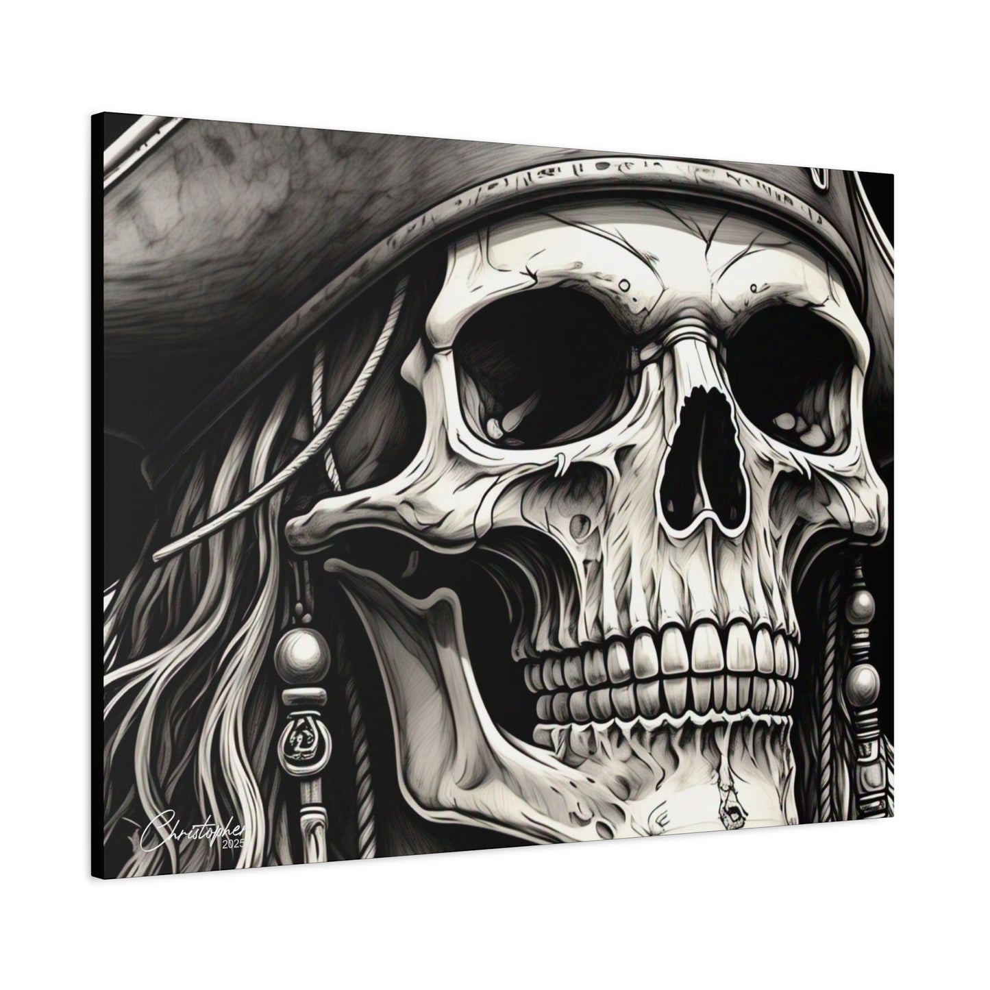 Pirate Skull Canvas Art - Edgy Gothic Decor, Wall Art for Halloween, Gothic Home Decor, Pirate Theme, Gift for Him