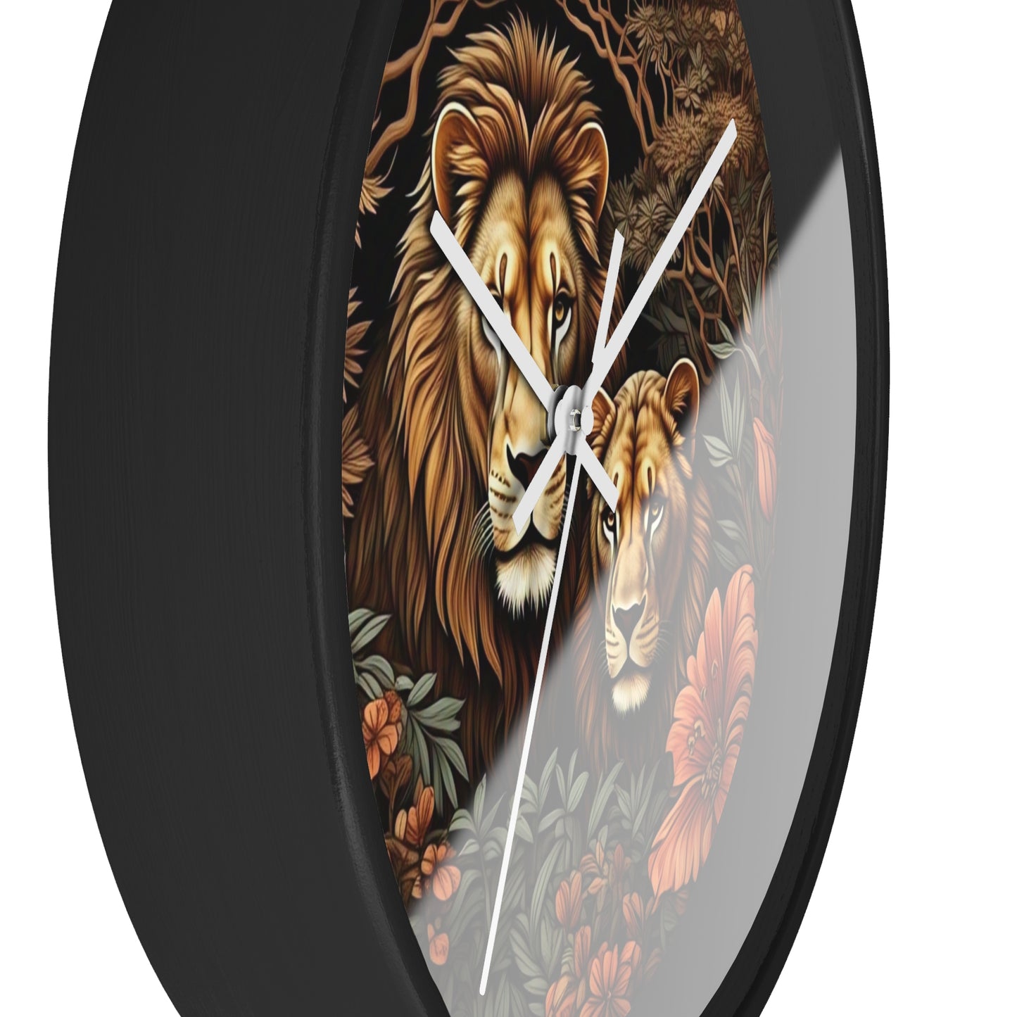 Lion Couple Wall Clock - Roaring Wildlife Decor for Animal Lovers, Modern Home, Unique Gift, Nature Vibes
