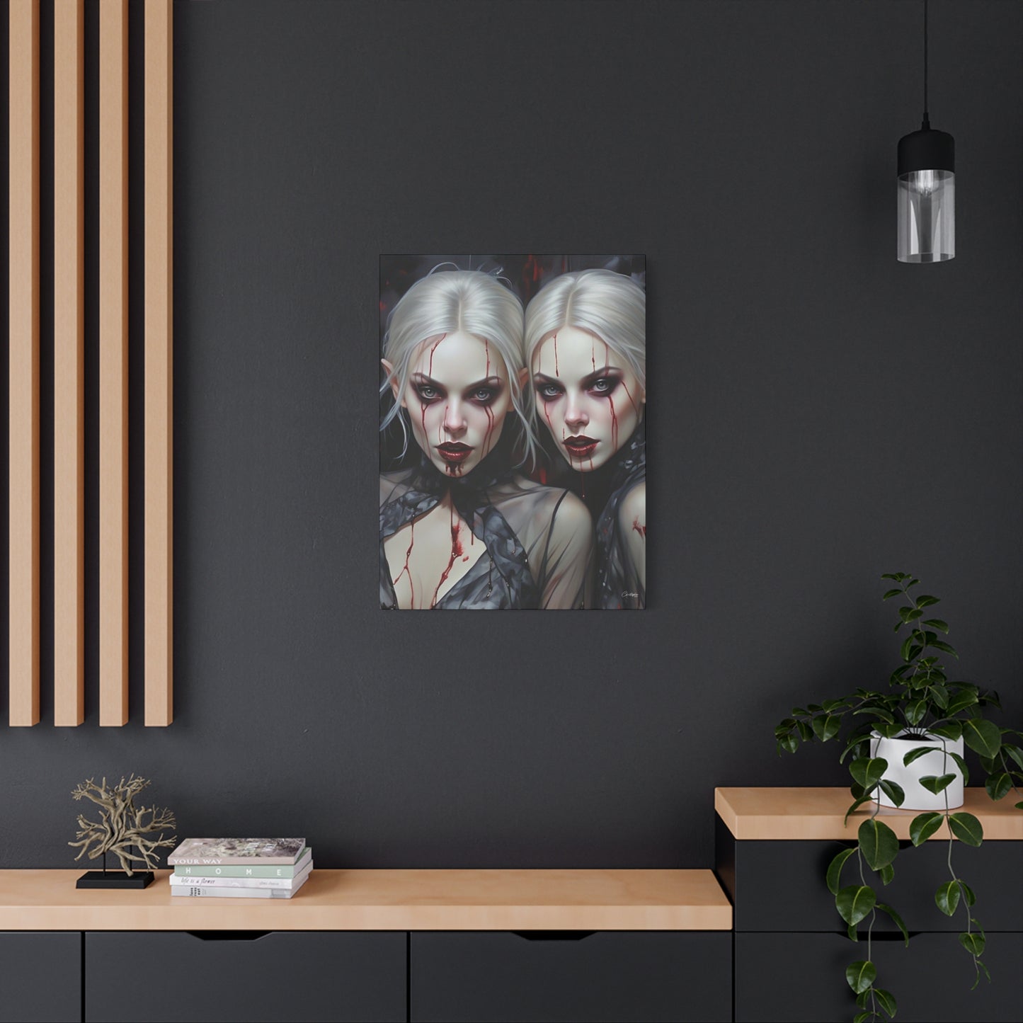 Gothic Canvas Art Print, Dark Fantasy Wall Decor, Horror Art, Halloween Home Decor, Vampire Artwork, Unique Gift for Spooky Season
