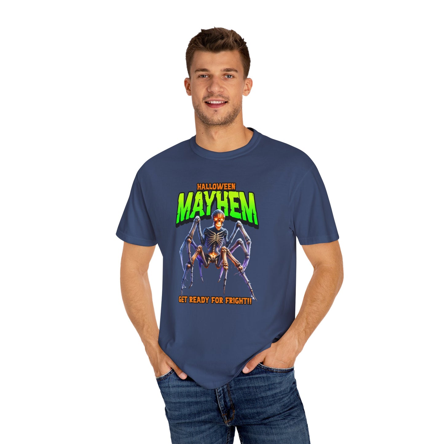 Halloween Mayhem Unisex T-Shirt, Spooky Tee for Men & Women, Perfect for Halloween Parties, Trick or Treat, Eerie Vibes, Unique Costume