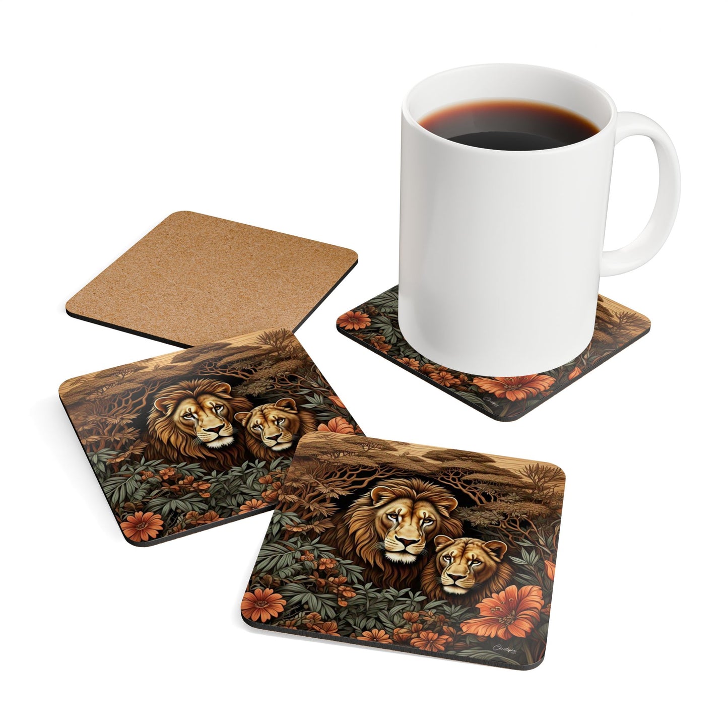 Wildlife Cork Coaster Set, Jungle Animal Coasters, Nature Decor, Eco-Friendly Gift, Kitchen Accessories, Animal Lover Gifts