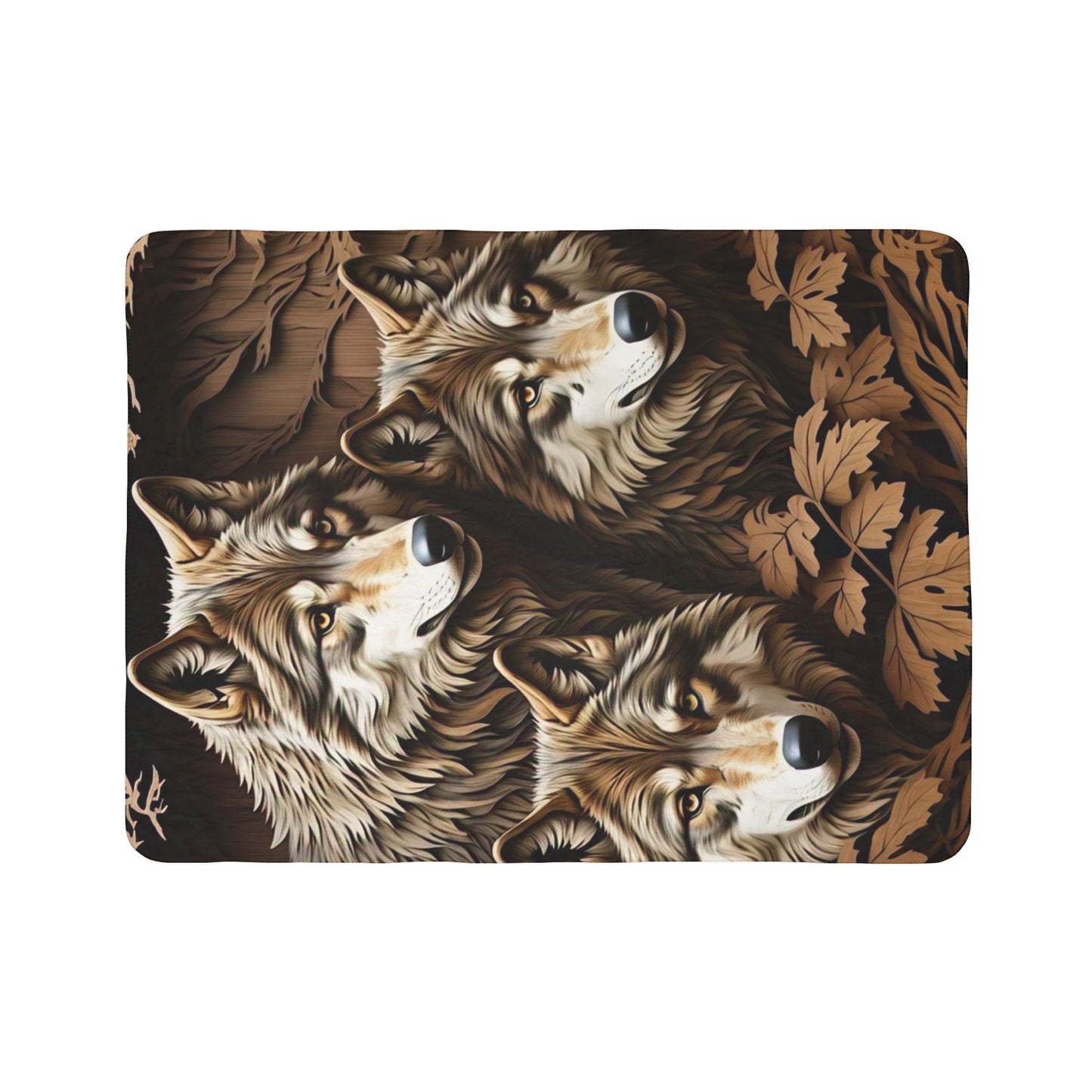 Cozy Wolf Fleece Sherpa Blanket | Wildlife Throw, Cuddle Blanket, Cabin Decor, Gift for Animal Lovers, Camping Essential, Home Comfort