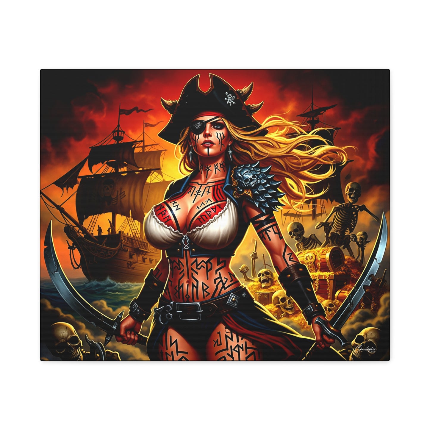 Bold Pirate Canvas Print, Nautical Wall Art, Gothic Home Decor, Pirate Lover Gift, Spooky Halloween Decoration, Adventure Wall Hanging