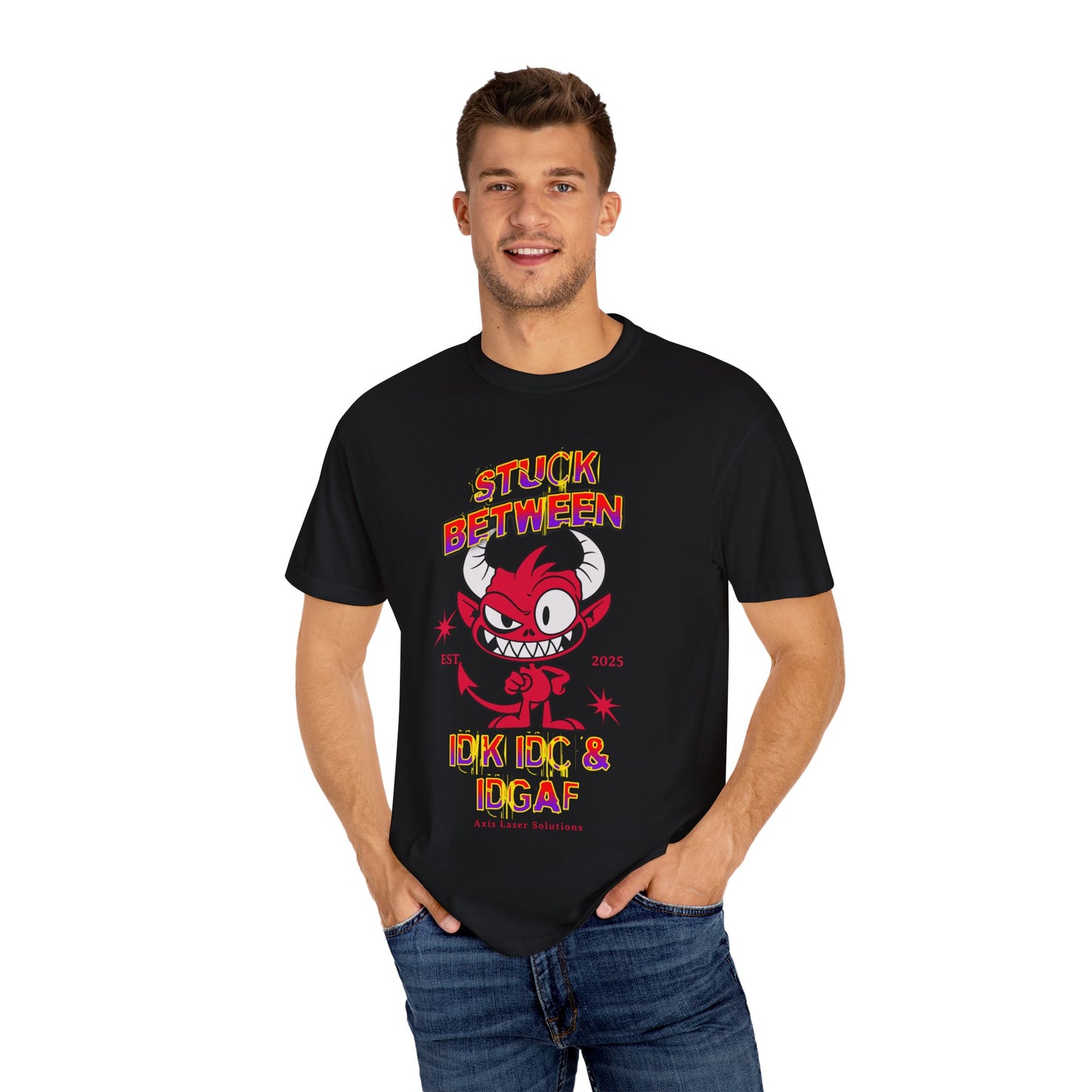 Vivid Graphic Tee with Playful Devil Design, Unisex Casual T-shirt, Perfect for Halloween & Fun Events, Gift for Friends, Trendy Streetwear
