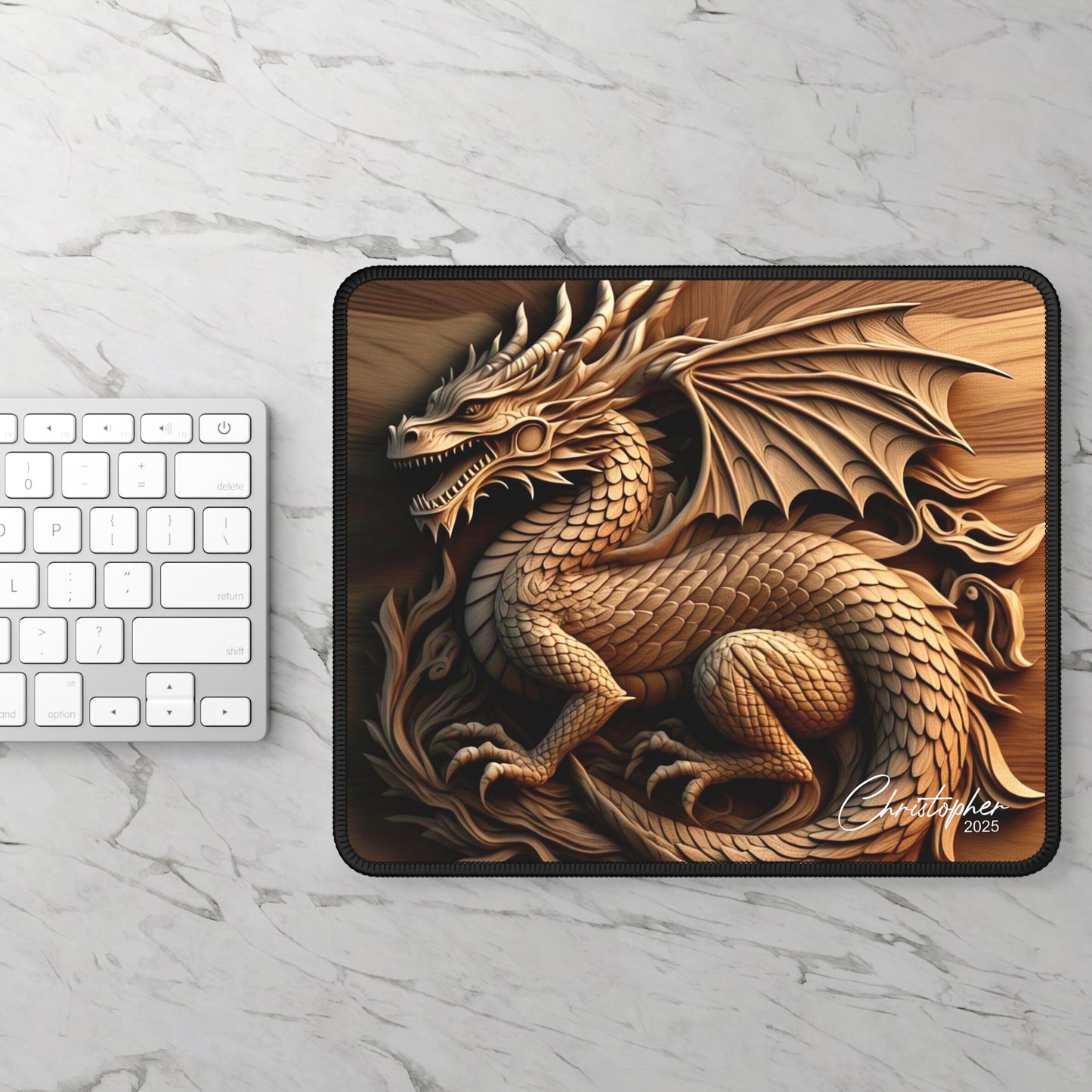 Intricate Dragon Gaming Mouse Pad | Fantasy Decor for Gamers, PC Accessories, Office Decor, Unique Gift Idea, Desk Essentials
