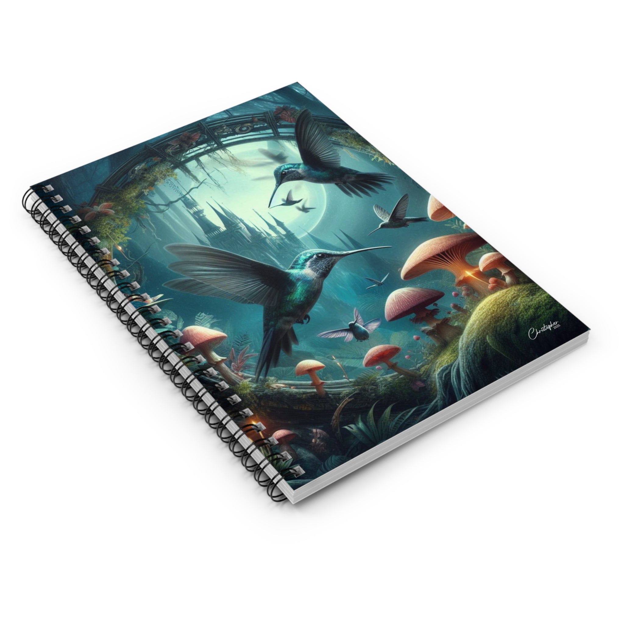 Whimsical Hummingbird Spiral Notebook - Ruled Line, Fantasy Journal, Nature Sketchbook, Gardening Notes, Gift for Writers, [...]