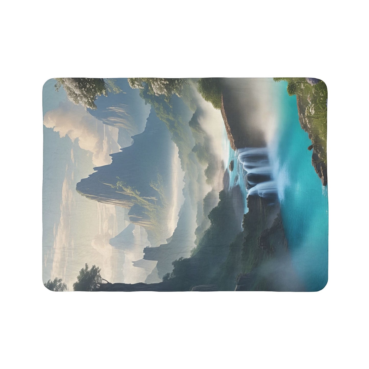 Serene Landscape Fleece Sherpa Blanket, Cozy Throw for Home, Gift for Nature Lovers, Perfect for Relaxing, Camping, or Movie Nights